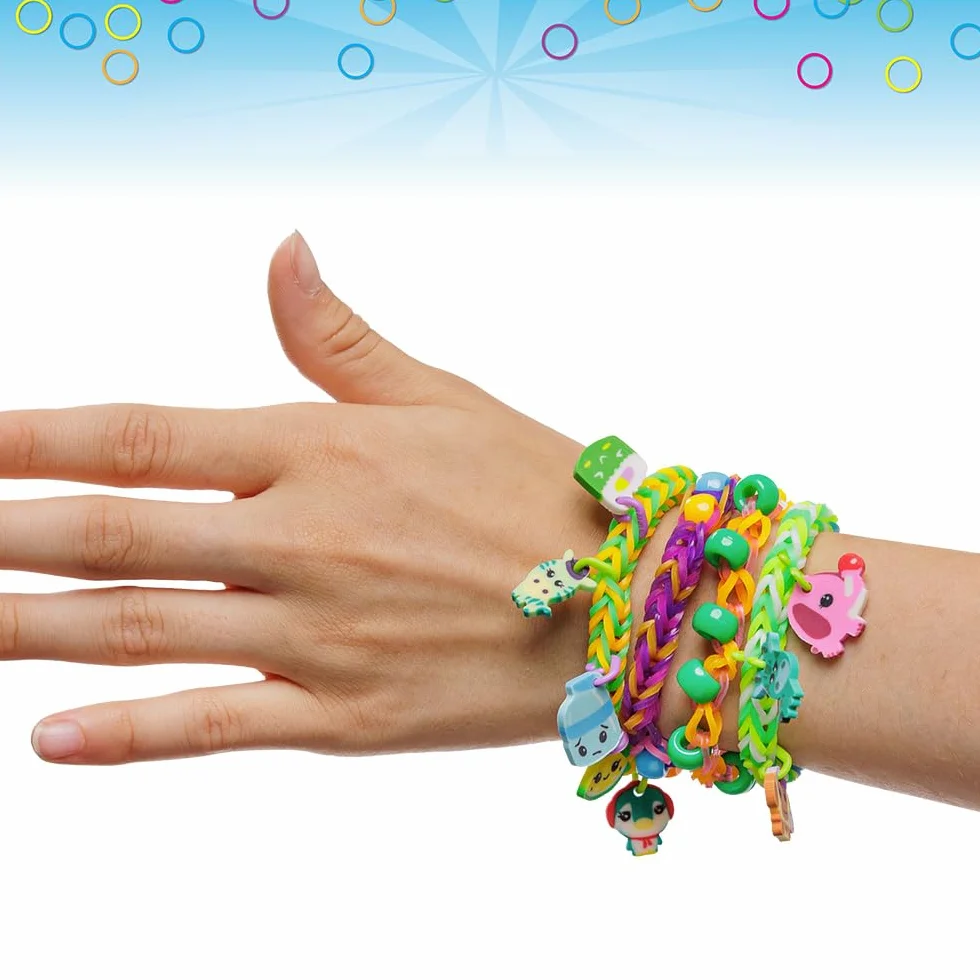 Rainbow Loom Bandai Loomi-Pal Mega Combo, urządzenie do tworzenia biżuterii, rękodzieło, do samodzielnego wykonania bransoletek, pakiety gumowych krosów, zestaw dla chłopców i dziewcząt, akcesoria z