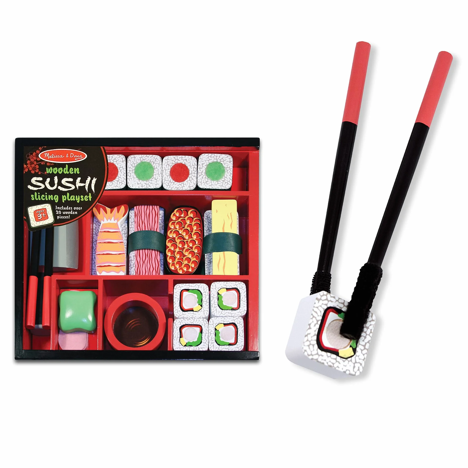 Melissa & Doug – zabawkowy zestaw do krojenia sushi | zabawa imaginacyjna | zabawkowe jedzenie | 3+ | prezent dla chłopca lub dziewczynki