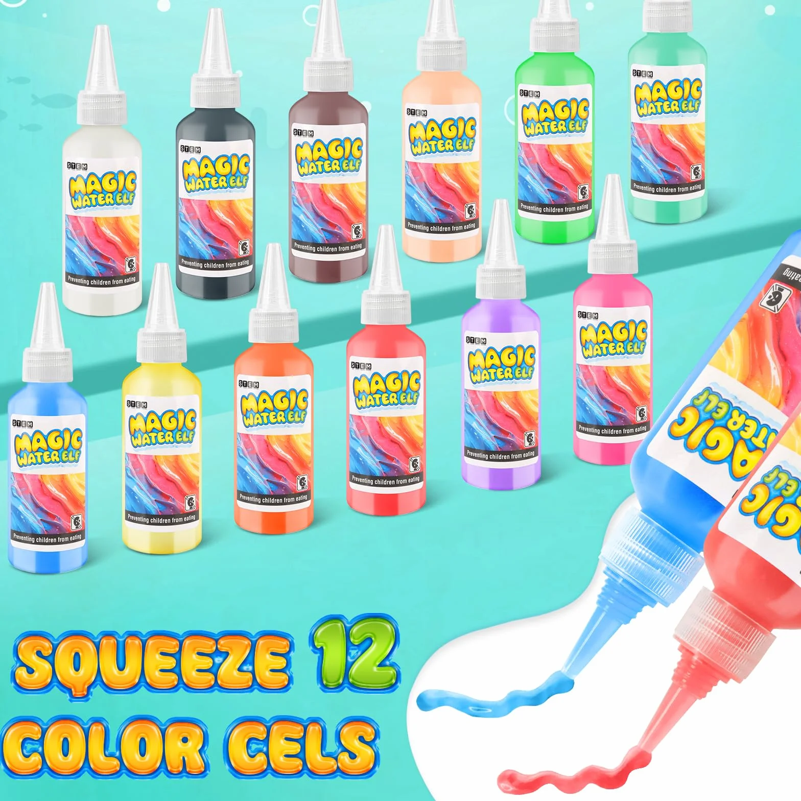 MOMSIV Zestaw magicznego żelu wodnego w 12 kolorach, magiczny elf wodny, zestaw dla dzieci z 12 formami, wróżka, DIY, sztuka i rękodzieło, zabawka dla chłopców i dziewcząt w wieku 5, 6, 7, 8 lat