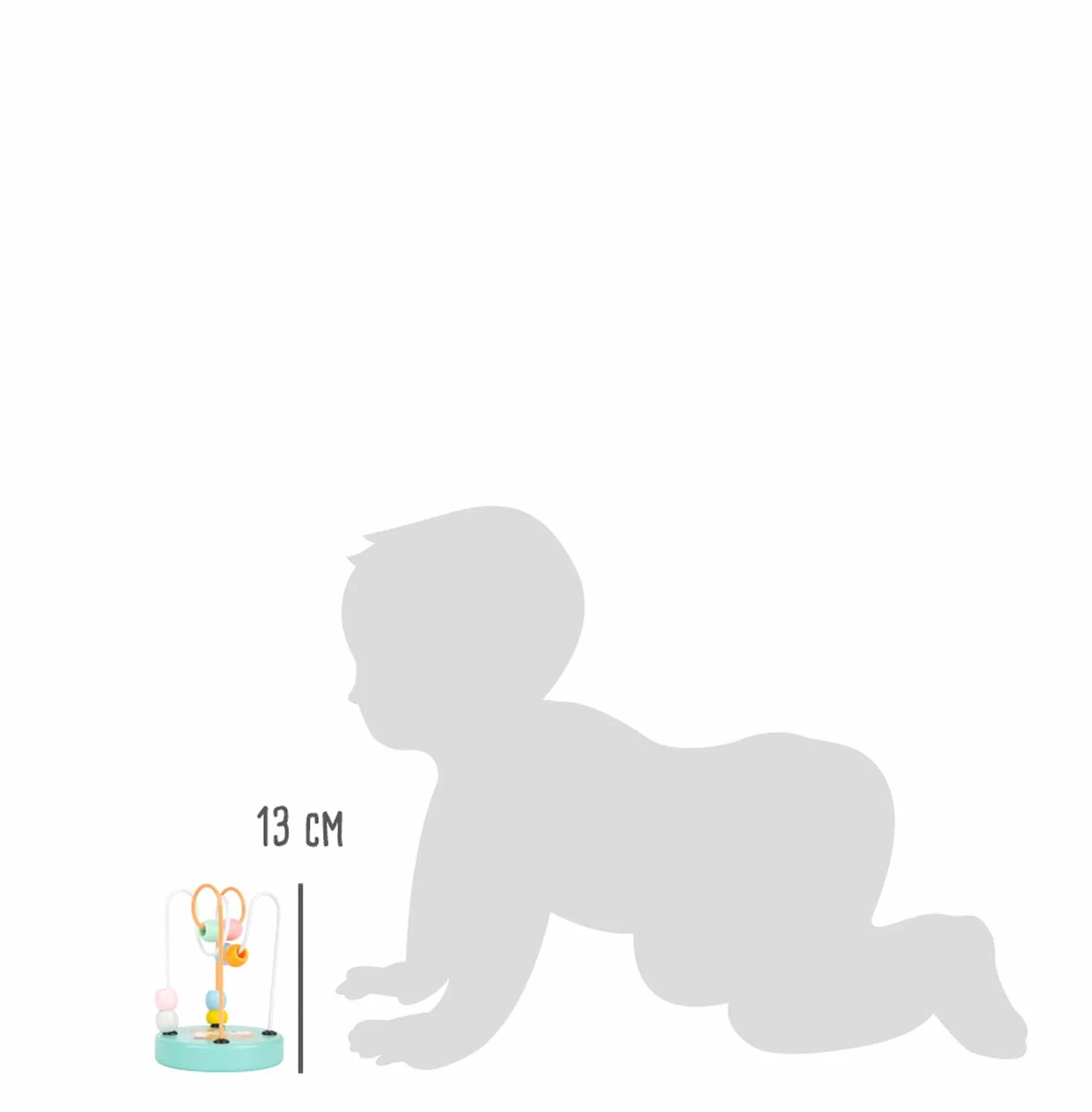 small foot Kokarda motoryczna lis, pastelowa, z kolorowymi kulkami i dwoma metalowymi kokardkami, od 12 miesięcy, 11763, wielokolorowa