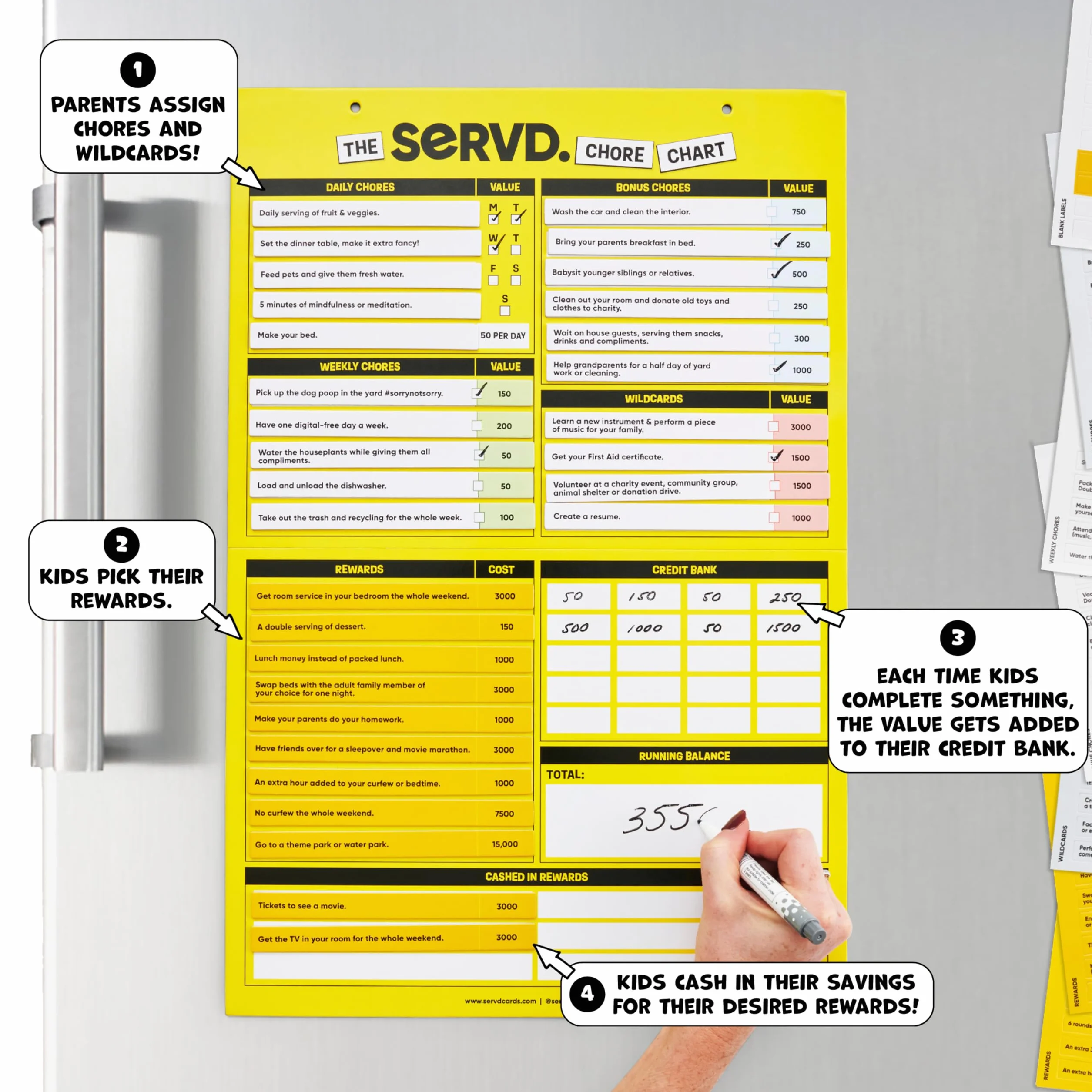 SERVD Chore Chart - Chores, Gamified. Magnetyczny, regulowany wykres zadań dla 1 gracza, wiek 6-12 lat