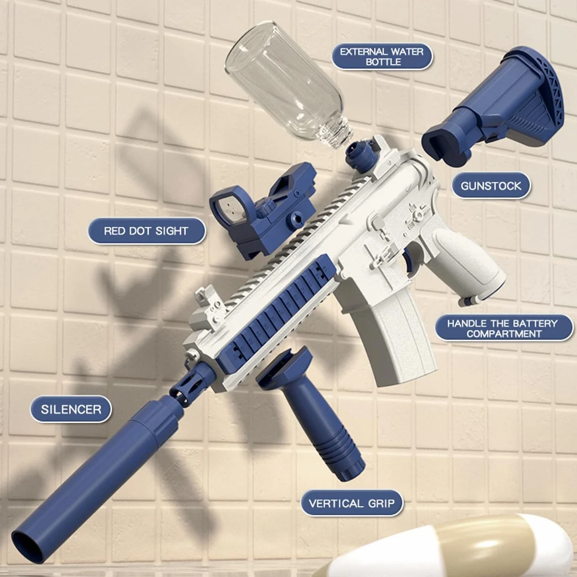 Elektryczny Pistolet na Wodę 2 w 1 dla Dorosłych i Dzieci - 500 ml, Duży Zewnętrzny Automatyczny na Lato, Basen, Imprezę