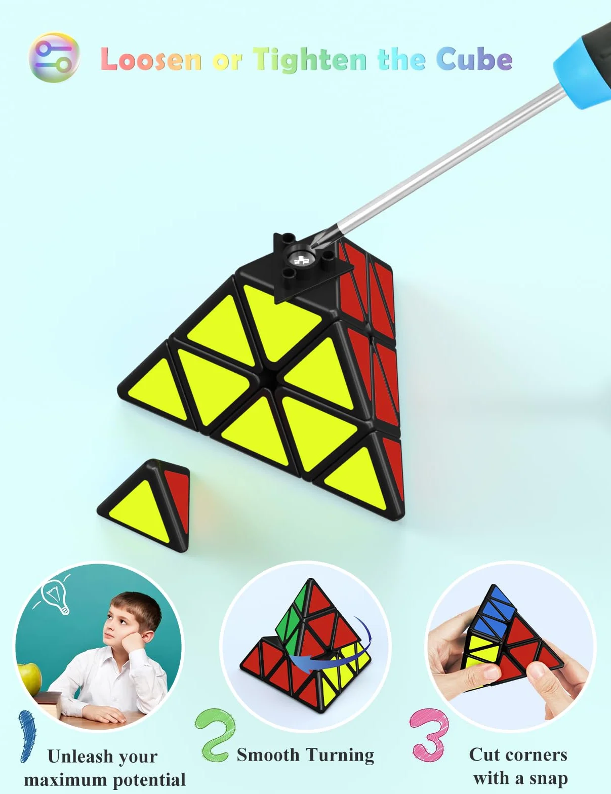 ROXENDA Zestaw Speed ​​Cube, Zestaw Magicznych Kostek 2x2x2 3x3x3 4x4x4 5x5x5 Speed ​​Cube w Pudełku Prezentowym, Tajny Samouczek Dotyczący Kostek Prędkości (T3)