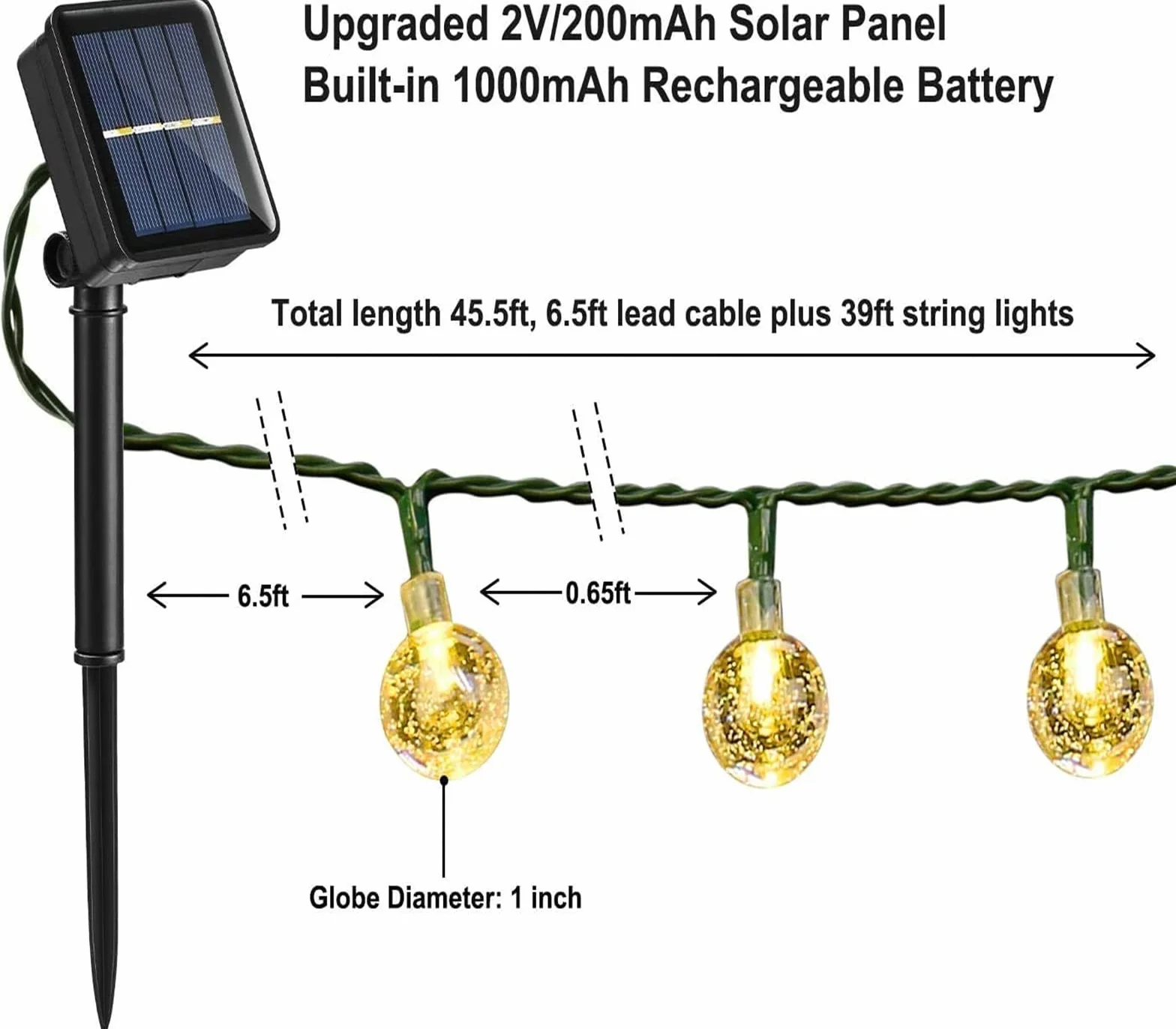 Moxled Girlandy Solar Outdoor Lights, 11M 60 LED Solar Lights Waterproof, 8 Modes Indoor and Outdoor Solar Lights Chain for Garden, Patio, Party (Warm White)