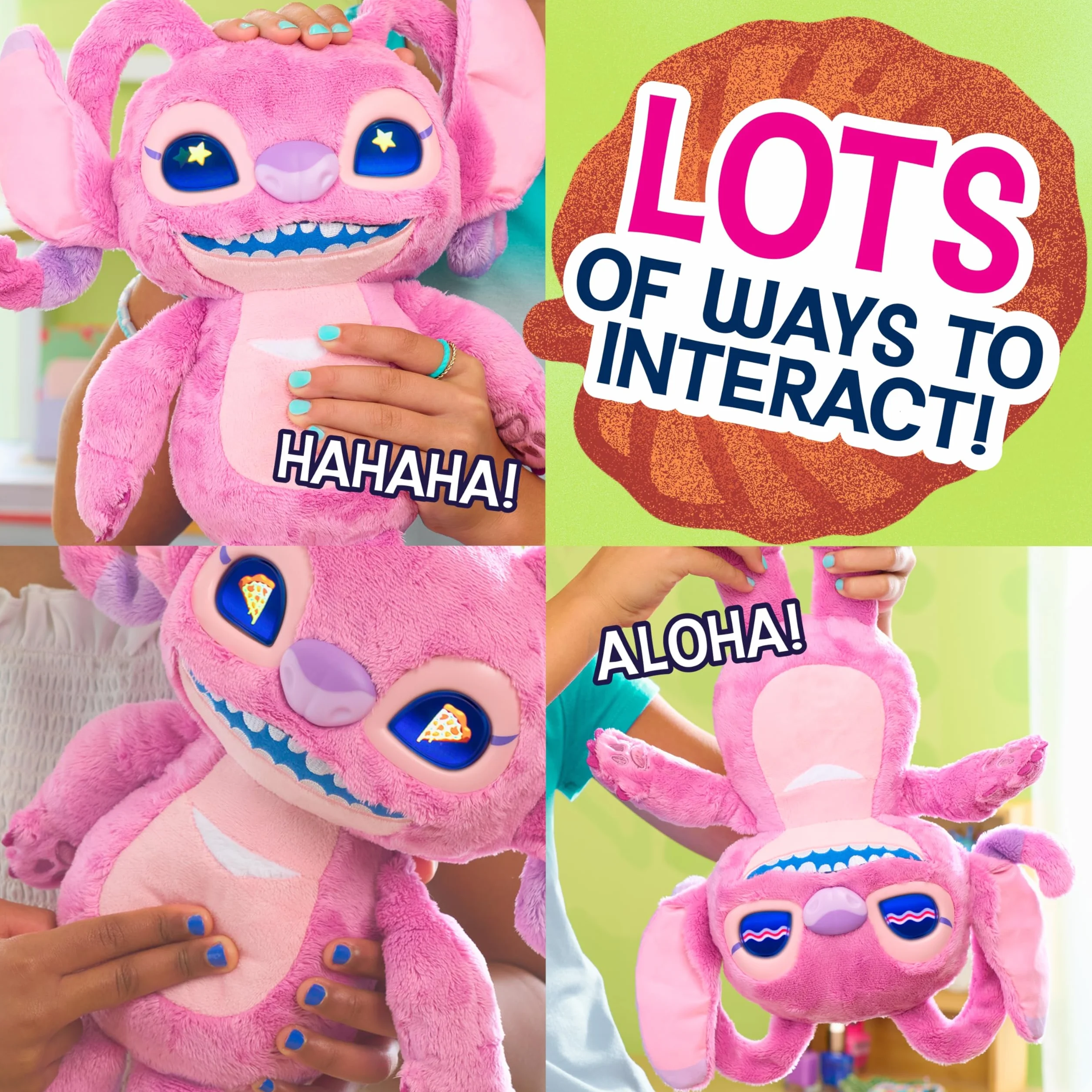 Disney Stitch Angel Many Moods 14-inch Interactive Plush, 50+ Sounds & Effects, Expressive LCD Eyes Show Her Moods, Toy for Fans, Girls, Boys, Kids 3 and Up by Just Play