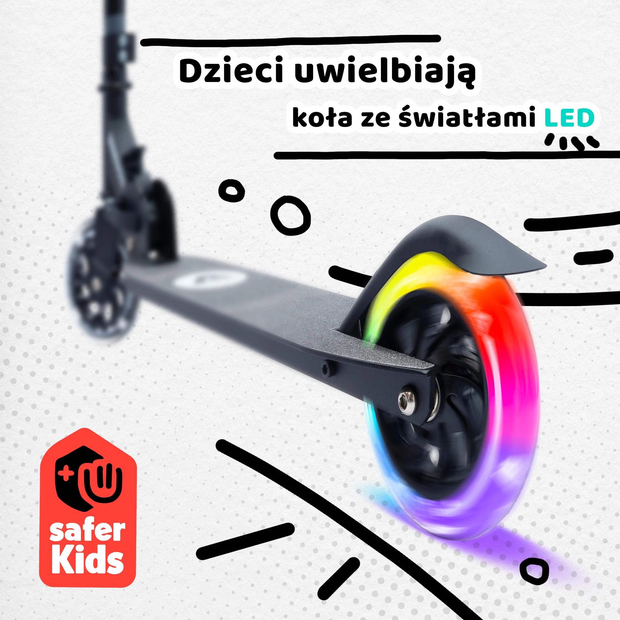 Apollo Hulajnoga dla Dzieci LED Moonracer, Składana Hulajnoga Dziecięca, Hulajnoga dla Dziewczynki i Chłopca, Hulajnoga dla 4 Latka, Hulajnoga Led Świecące Koła, Składana Hulajnoga