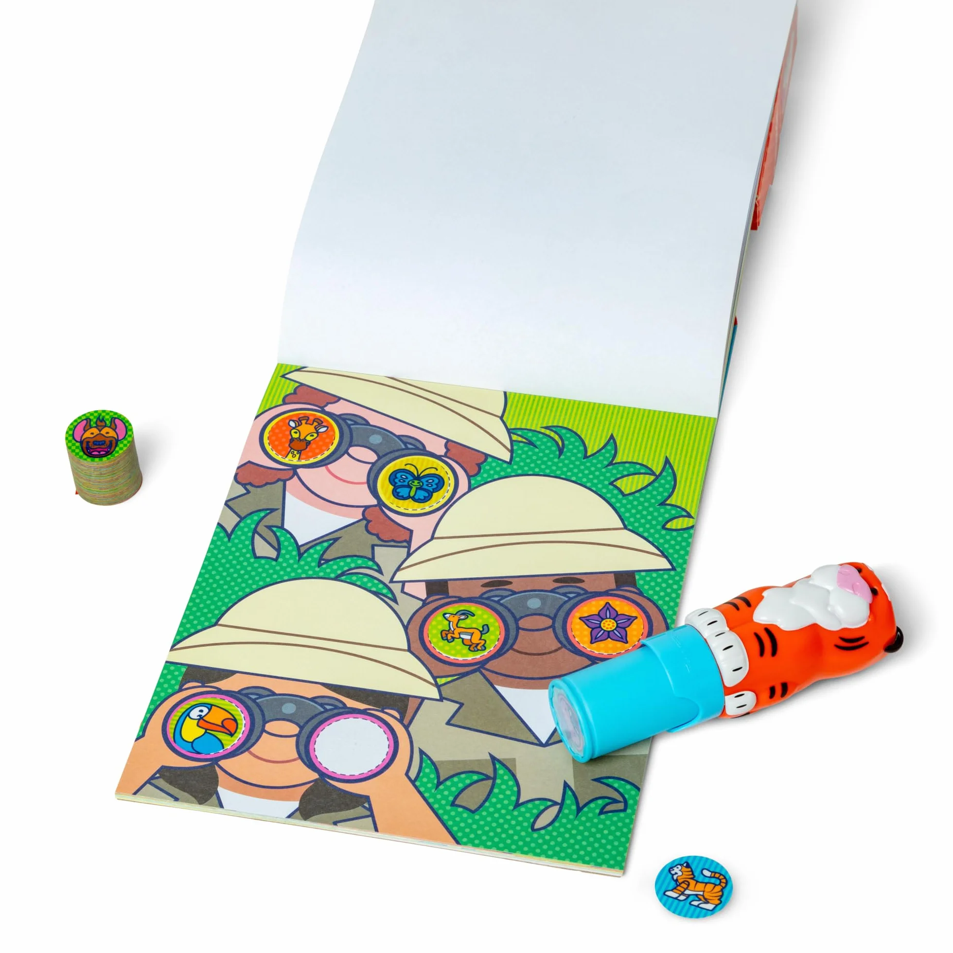 Melissa & Doug Naklejka Wow! Tygrys Bundle: 24-stronicowa podkładka aktywności, stempel naklejki, 500 naklejek, sztuka i rzemiosło Fidget Toy kolekcjonerska postać