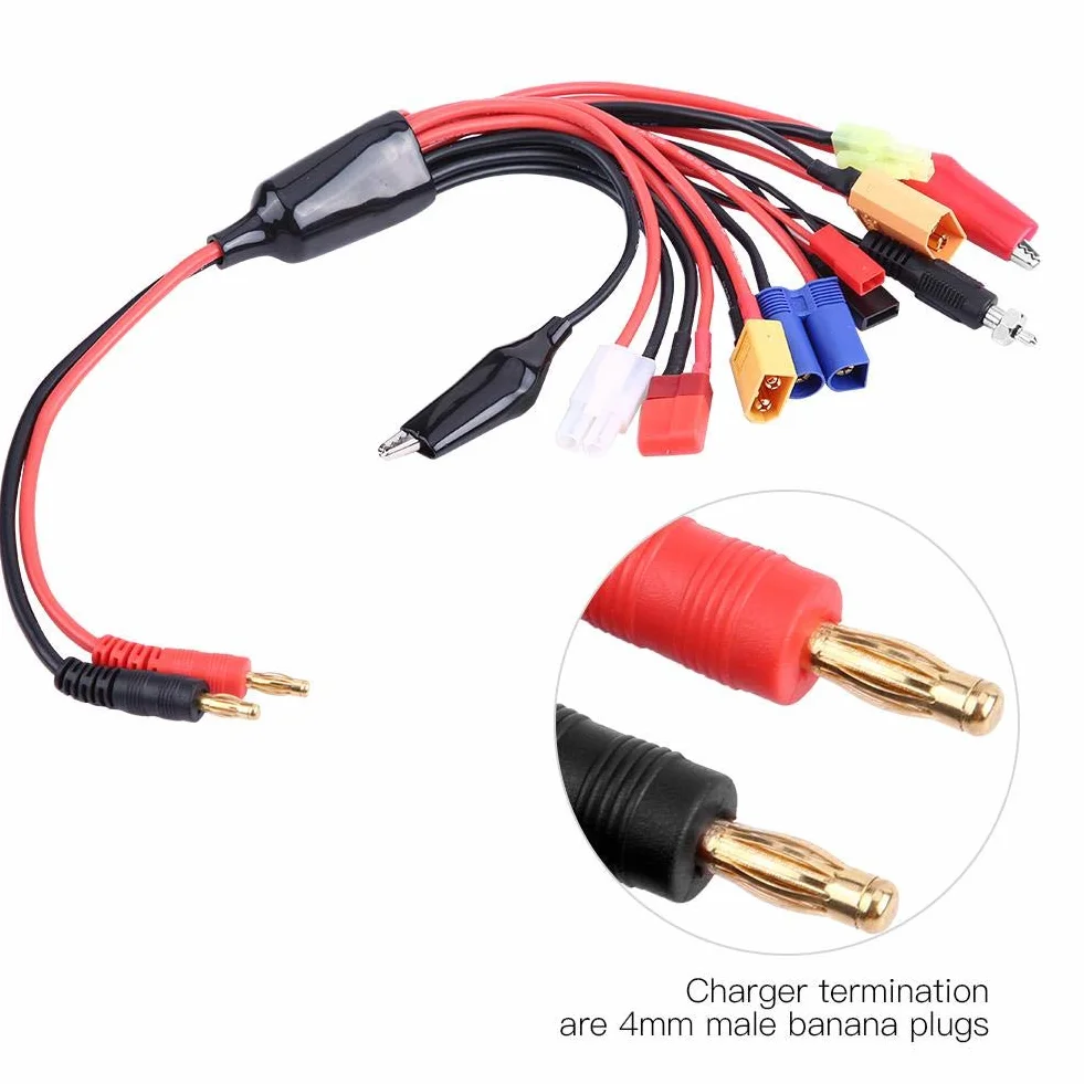 11 w 1 RC Kabel ładowarki Lipo, adapter do wielu wtyczek ładowarki Kabel do ładowania konwertera z wtyczką bananową 4 mm
