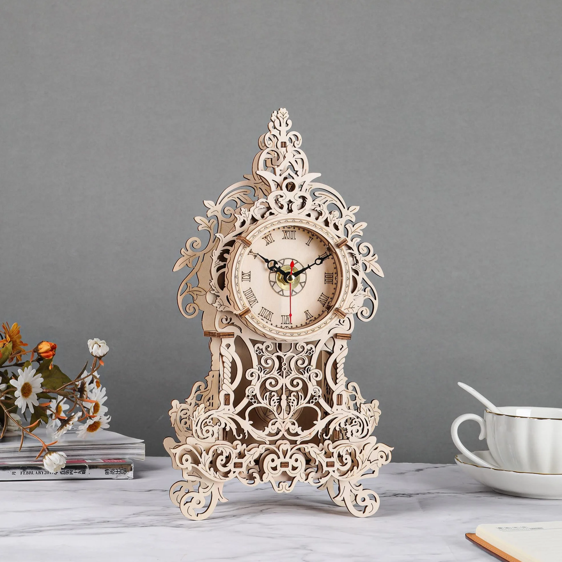 Cuteefun Drewniany zegar wahadłowy 3D zestaw modelowy dla dorosłych do samodzielnego montażu w celu zbudowania 3D drewniane puzzle DIY drewniane zestawy konstrukcyjne kreatywne