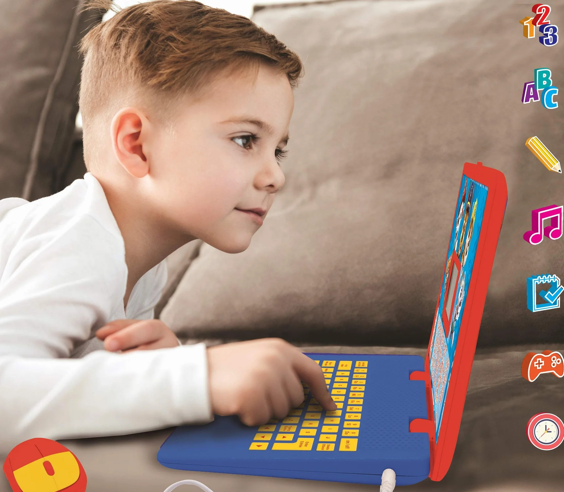 Lexibook, Psi Patrol, Laptop Edukacyjny i Dwujęzyczny w Języku Niemieckim, Angielskim, Zabawka dla Dzieci, 124 Aktywności, Gry Edukacyjne i Muzyka, Czerwony, Niebieski, JC598PAZi3