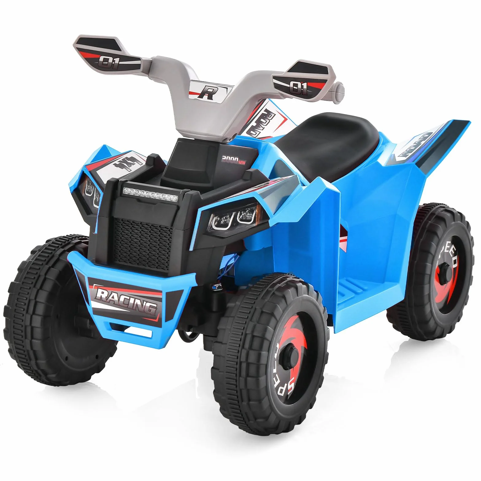 COSTWAY 6 V quad elektryczny dla dzieci, z przełącznikiem do przodu/do tyłu, mini ATV elektryczny quad, samochód elektryczny dla dzieci od 3 lat (niebieski)