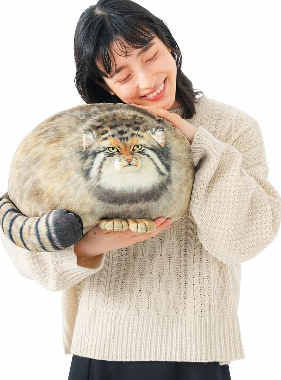 XIAOHONG Pluszowa poduszka w kształcie kota stepowego 45 cm, miękki pluszak