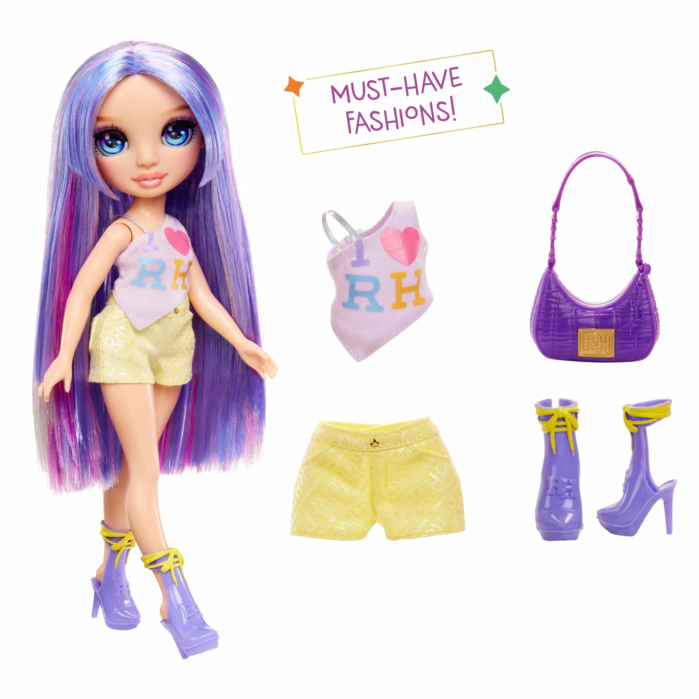 Rainbow High My Fashion Style Doll – Violet, 28 cm Fioletowa Modna Lalka z Wyrazistą Stylizacją i Modną Torebką. Do Zabawy, Pozowania i Kolekcjonowania. Dla Dzieci w Wieku od 4 do 12+ Lat