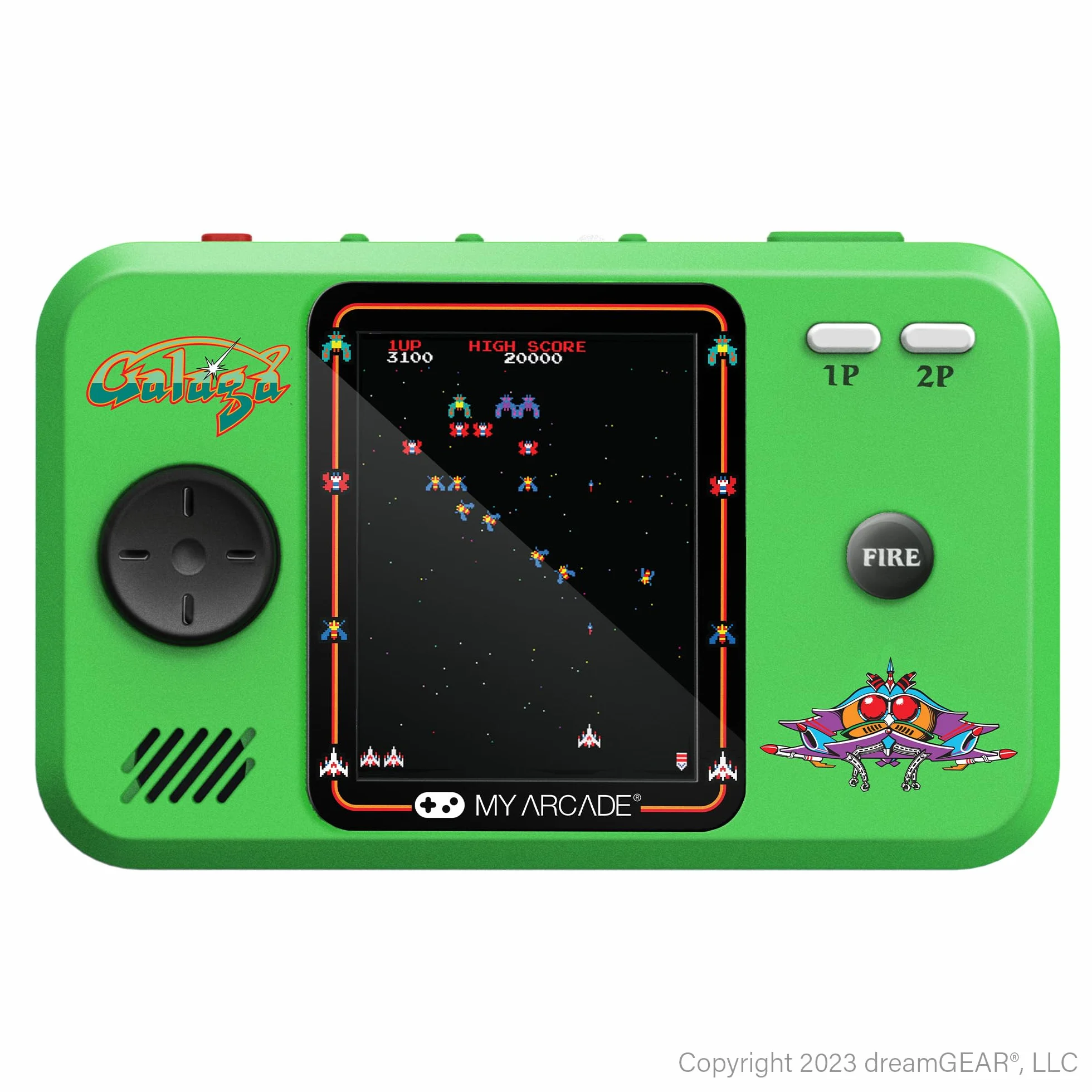 My Arcade Pakiet Pocket Player Galaga: oficjalnie licencjonowana, przenośna konsola do gier, etui podróżne, osłona ekranu w zestawie