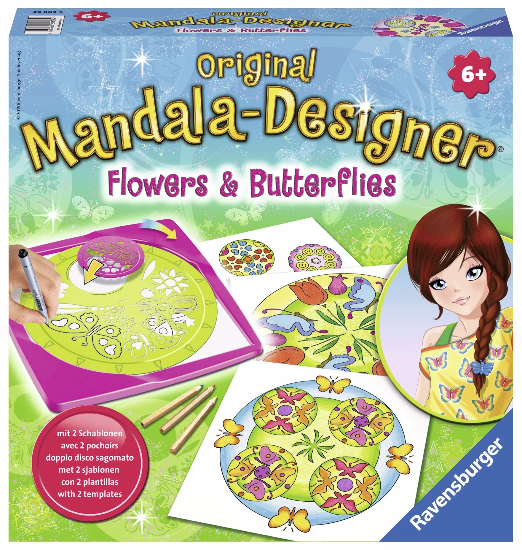 Ravensburger 29809 23 cm kwiaty i motyle mandala designerski zestaw rzemieślniczy