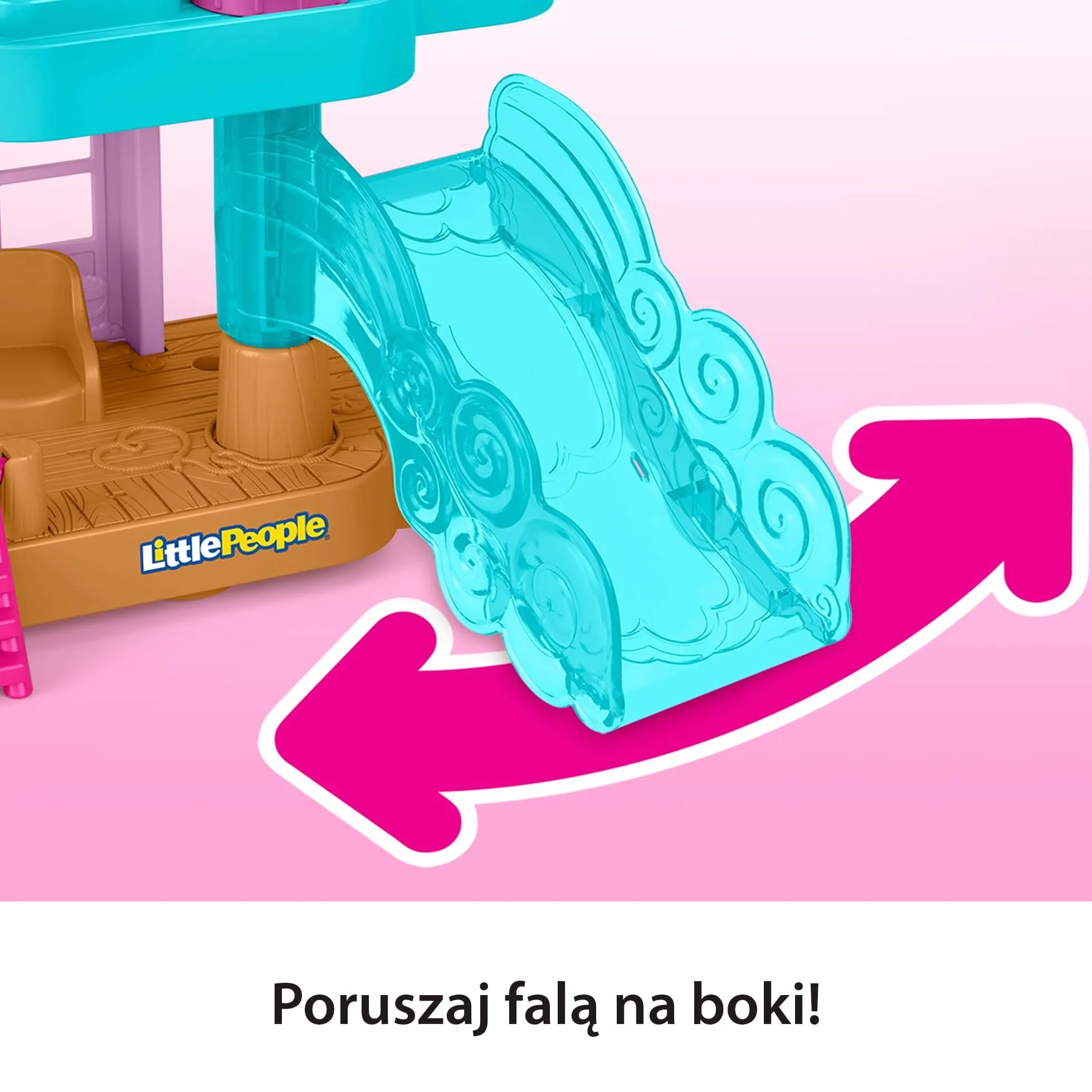 Fisher-Price Little People Barbie Domek Malibu Zestaw z 2 figurkami i akcesoriami do zabawy w naśladowanie, zabawka dla dzieci od 18 miesiąca życia, JCW71