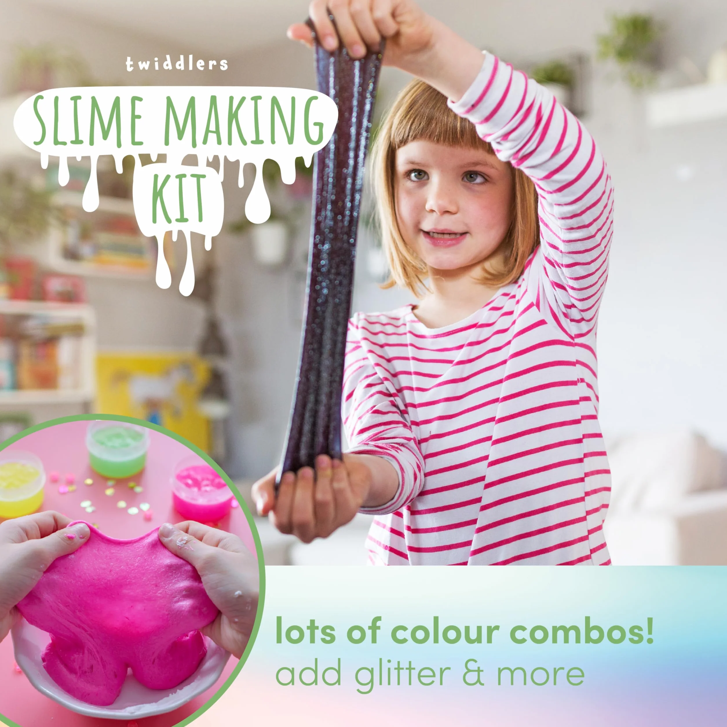 The Twiddlers - 100 Piece Slime Making Kit Gift Set for Kids - Crystal Beads, Glitters and Decorations, DIY Arts & Crafts Toys