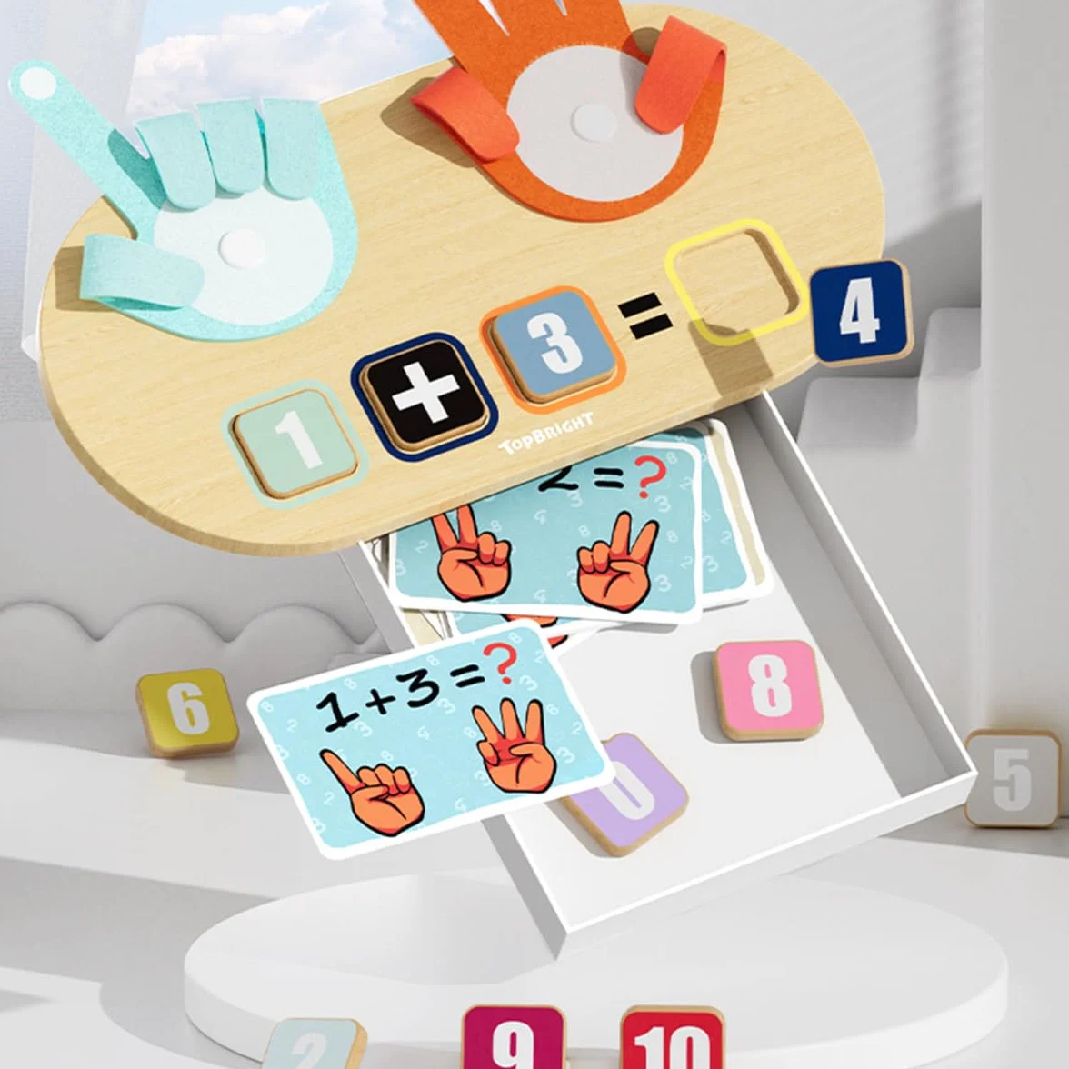 TOP BRIGHT Drewniana zabawka matematyczna do nauki liczenia dla dzieci, zabawka edukacyjna, zabawka edukacyjna dla dzieci w wieku 3, 4, 5 lat, dla chłopców i dziewczynek, prezent
