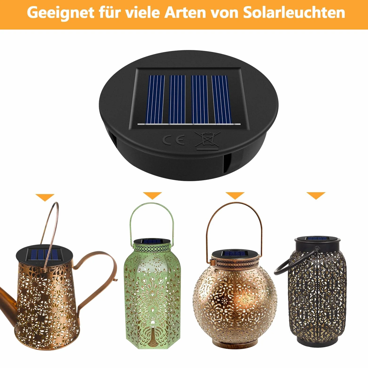 HELESIN Moduł solarny do lamp ogrodowych, latarni, pokrywek, 4 sztuki, 8 cm, 1,2 V, 600 mAh, zamiennik lampa, IP65, wodoszczelny