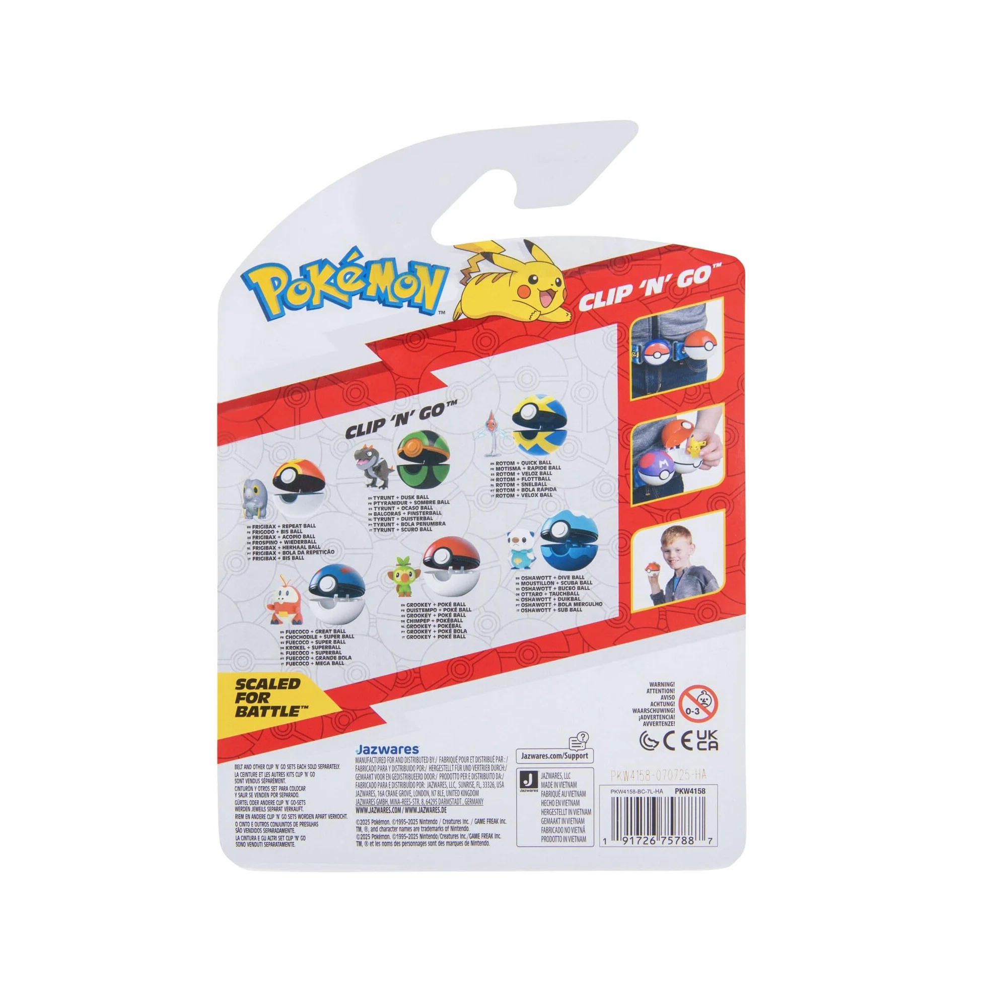 Pokémon PKW4158 - Clip 'N' Go Ottaro z piłką do nurkowania, oficjalny zestaw