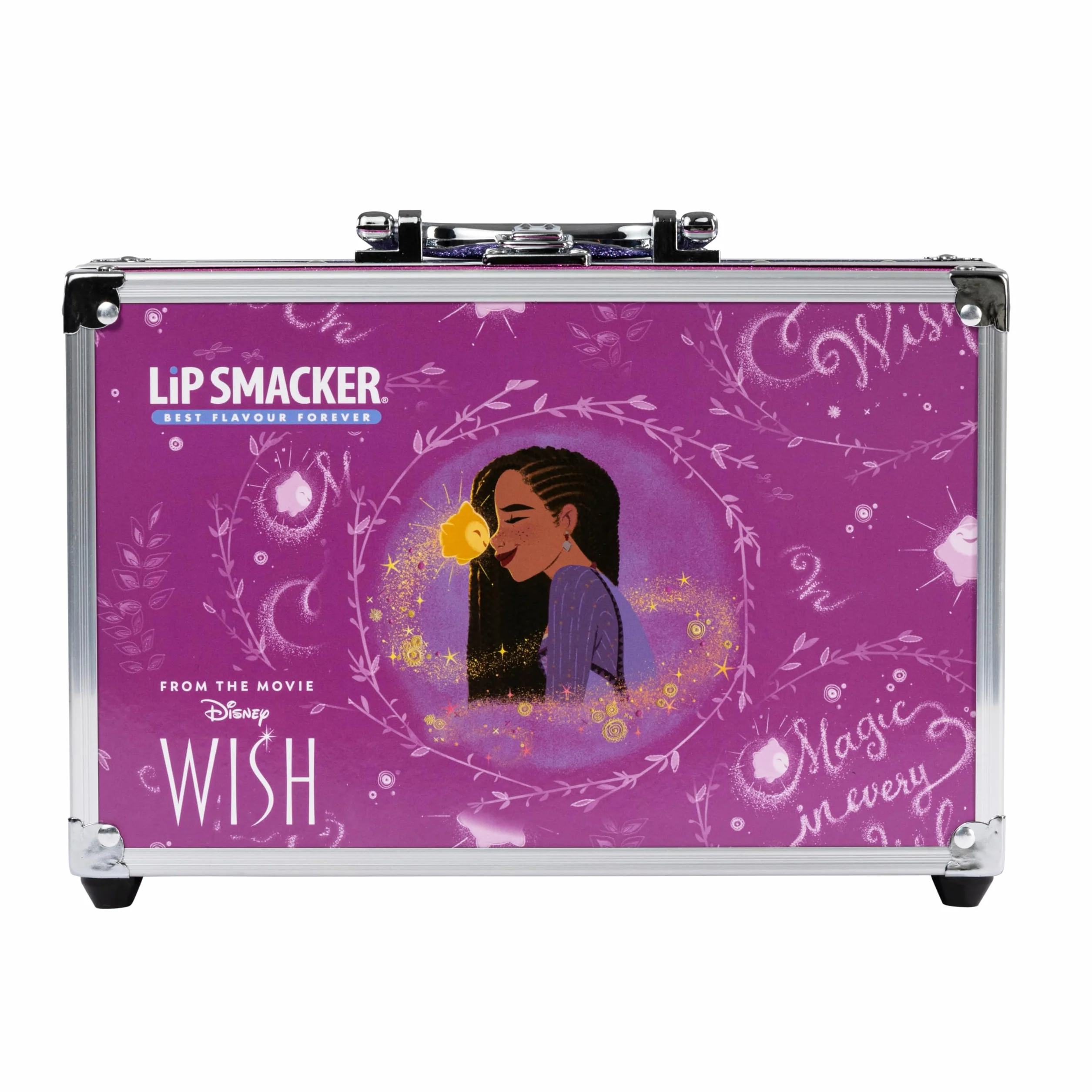 Lip Smacker Disney Wish Makeup Traincase, kuferek na kosmetyki dla dzieci, 50+ produktów do makijażu twarzy, ust i paznokci, w zestawie akcesoria kosmetyczne do włosów i makijażu
