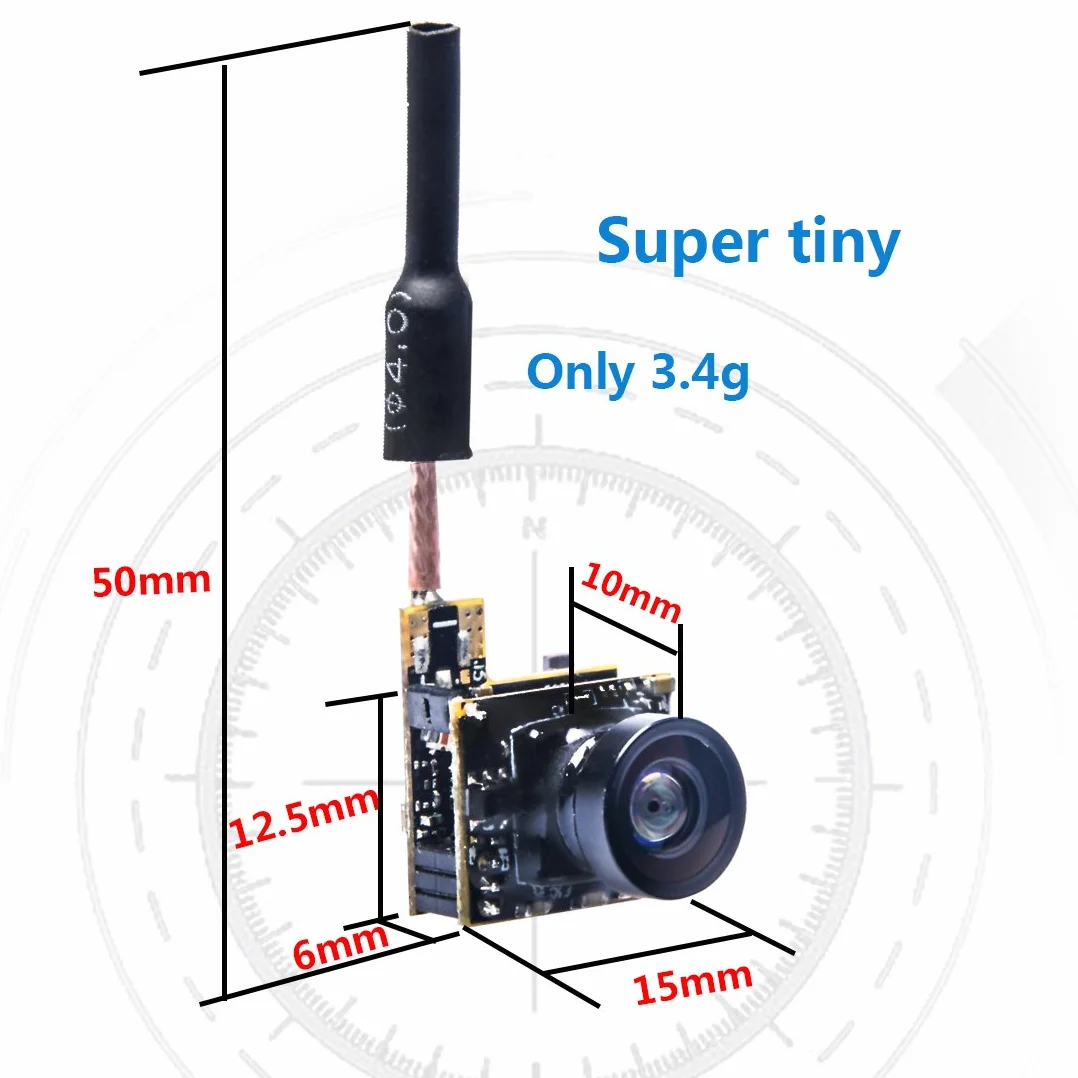 WT05 Micro AIO 600TVL kamera tylko 3,4 g 5,8 GHz 25 mW Nadajnik FPV z anteną dipolową mosiężną Combo do drona FPV Quadcopter
