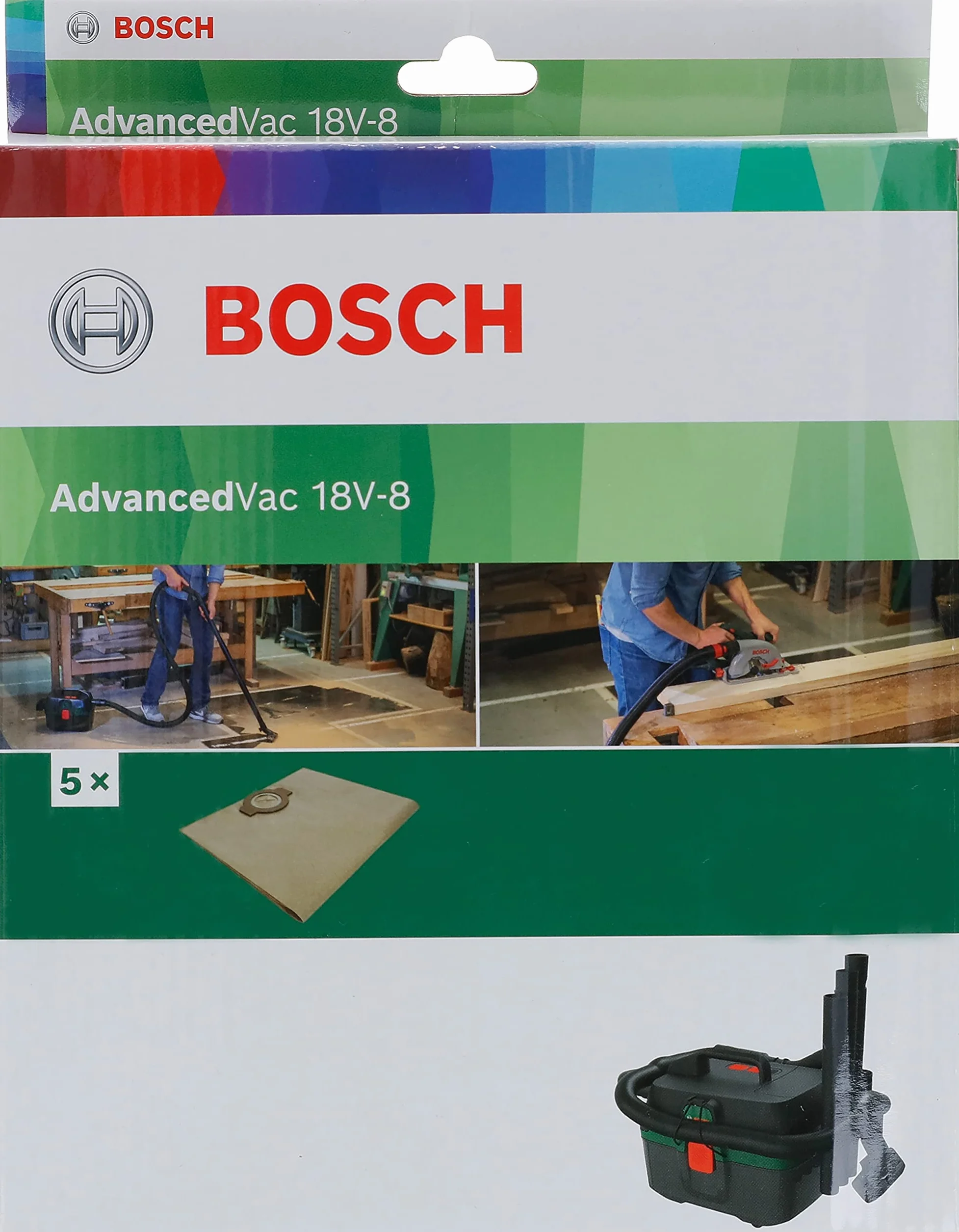 Bosch papierowy worek na pył (do odpylacza Bosch AdvancedVac 18V-8, osprzęt do odpylaczy)
