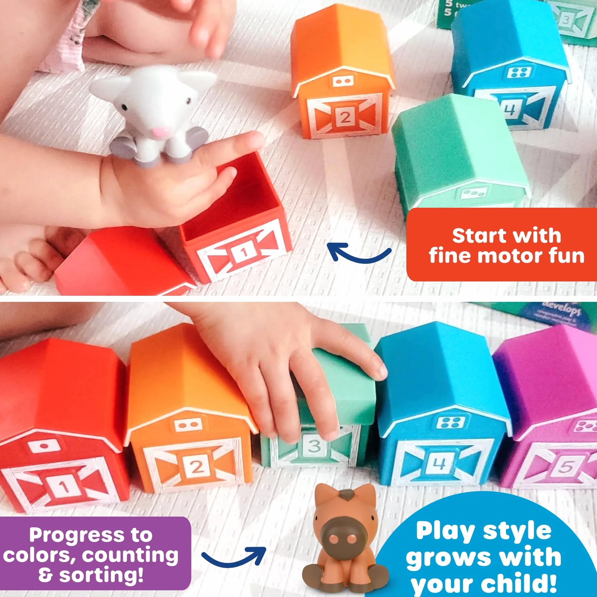 Learning Resources Peekaboo Nauka Farm 5 Dwa-Kawałek Barns