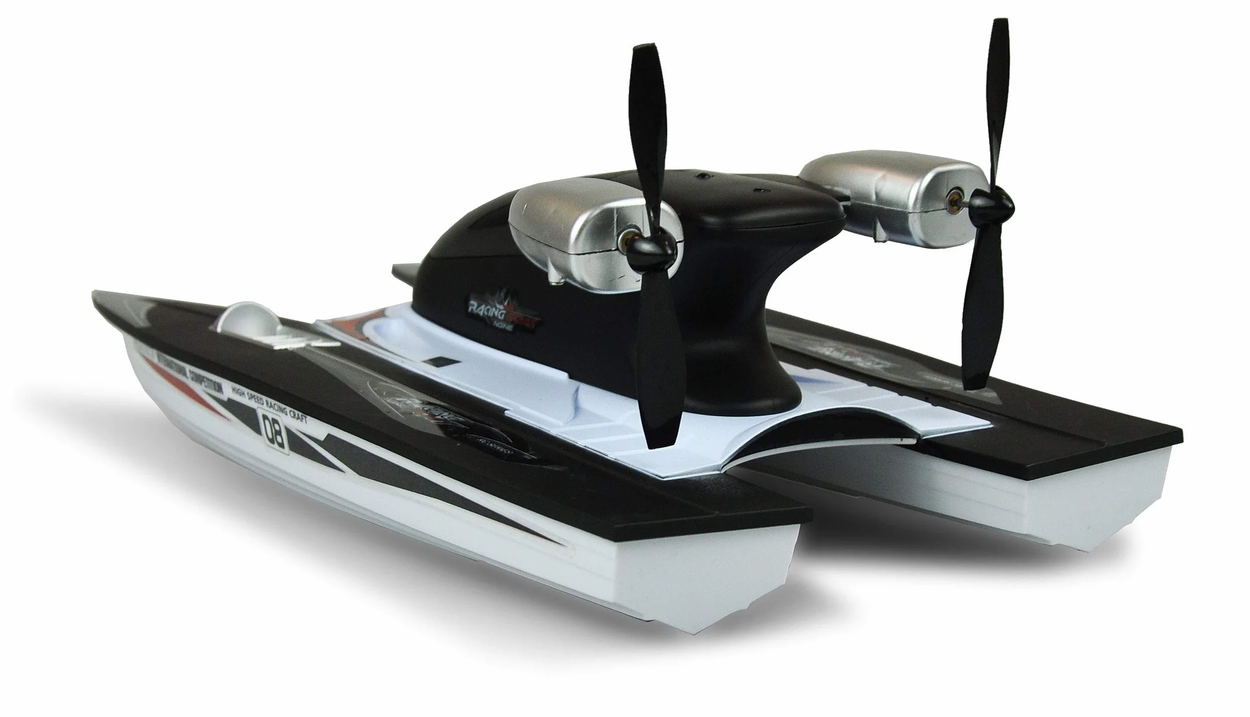 Amewi 26094 RC Propeller Speed Catamaran Boat, zdalnie sterowana, RTR, 2,4 GHz, ok. 20 km/h, od 8 lat, czarno-biała
