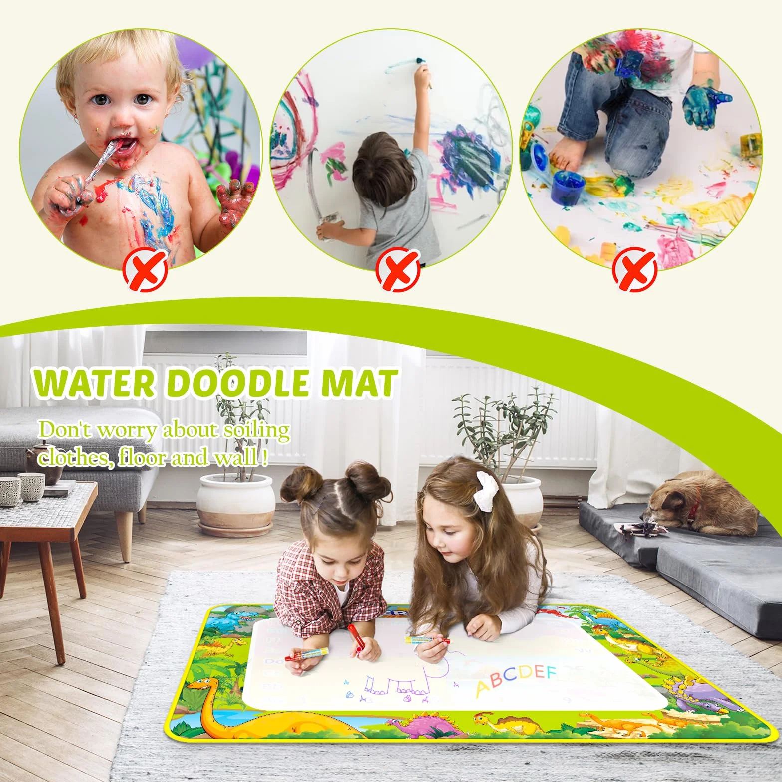 Prezent dla dzieci 1-3 lata - Woda rysunek dywan 110 x 70 cm, zabawka dla niemowląt 1, 2, 3 lata, zabawki edukacyjne dla dzieci olbrzymia kolorowanka mata do malowania prezent dla chłopców i dziewcząt