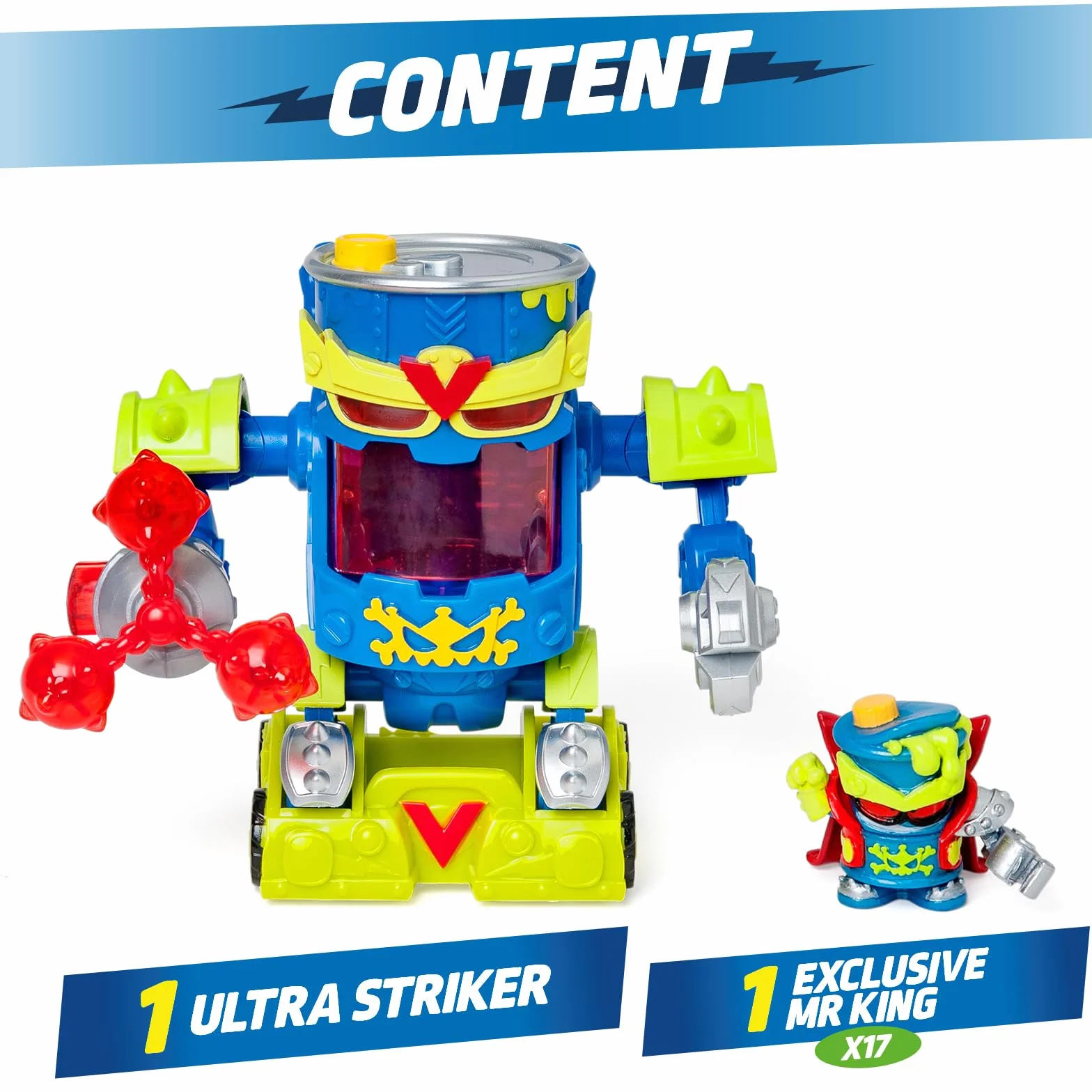 SUPERTHINGS - Ultra Striker Mr. King. Mr. King Ultra Striker Robot z serialu SuperThings Kazoom Power". Zawiera 1 Ultra Striker Robot, 1 Mr. King Exclusive