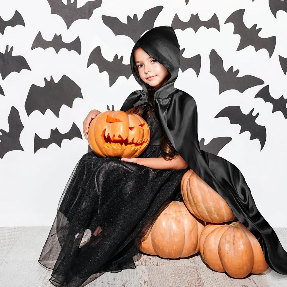 AUYAO Kostium czarownicy, damski kostium czarownicy, kompletny zestaw z peleryną z kapturem/kapeluszem pająka, peleryna na Halloween, kostium dla dorosłych, kobiet i mężczyzn, na Halloween, karnawał