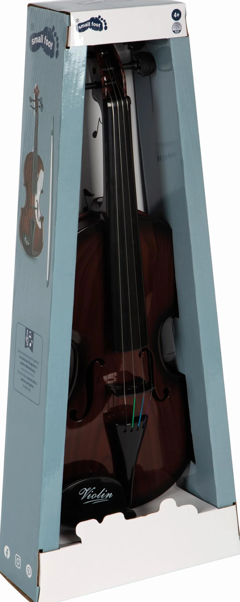 small foot Skrzypce "Classic" z tworzywa sztucznego, o wyglądzie drewna, w zestawie czarny łuk, instrument muzyczny od 4 lat, 7027