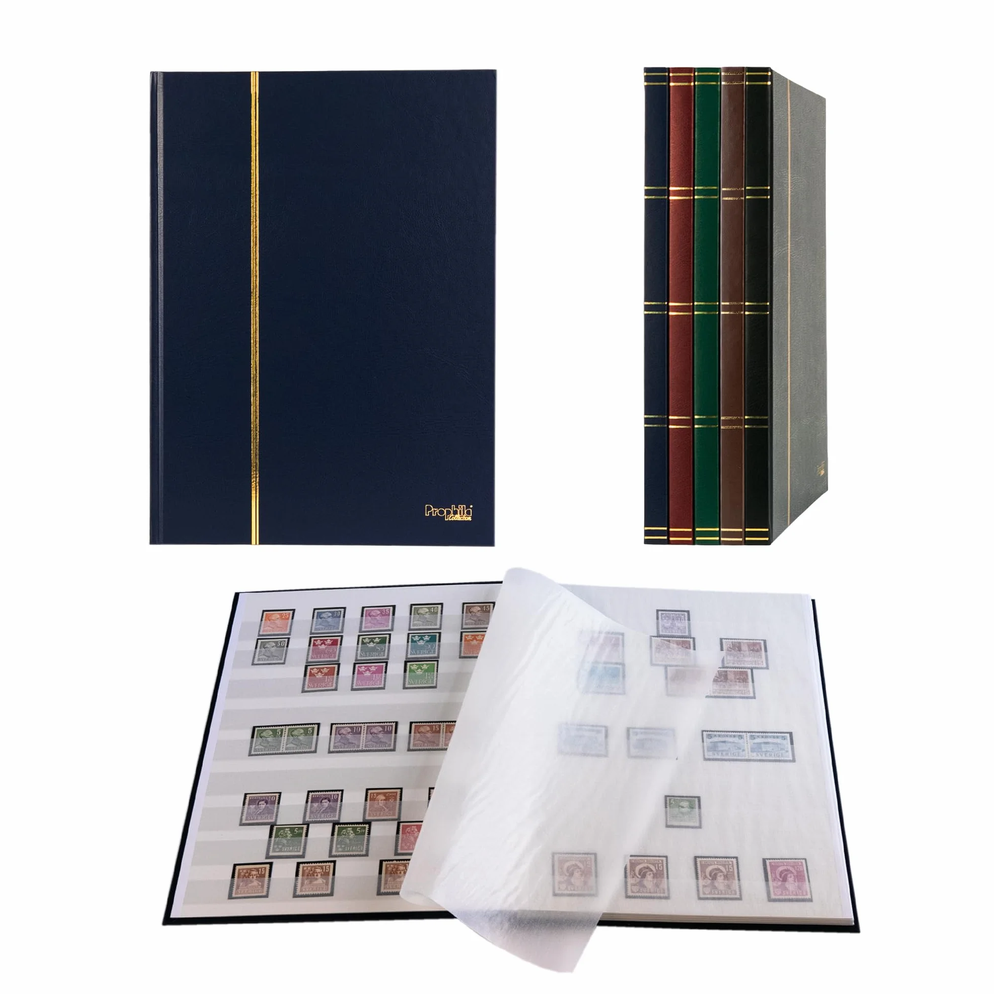 Prophila Collection 16 białych stron A4 teczka do znaczków pocztowych niebieska