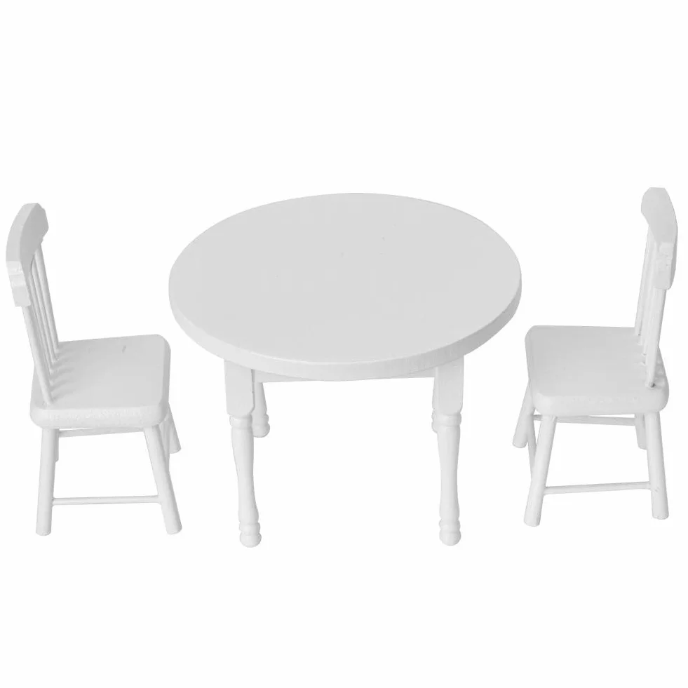 1:12 domek dla lalek mini stół akcesoria do krzeseł 3 szt. zestaw symulacja drewniany domek dla lalek miniaturowe meble rekwizyty fotograficzne dla małych dzieci
