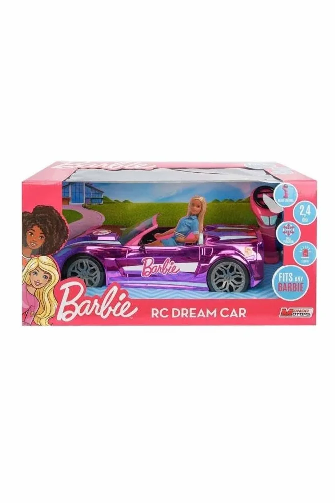Mondo Motors – Mattel Barbie Dream Car Cabrio Glamour – samochód RC dla dzieci Barbie – dwuosobowy – realistyczne detale – różowy