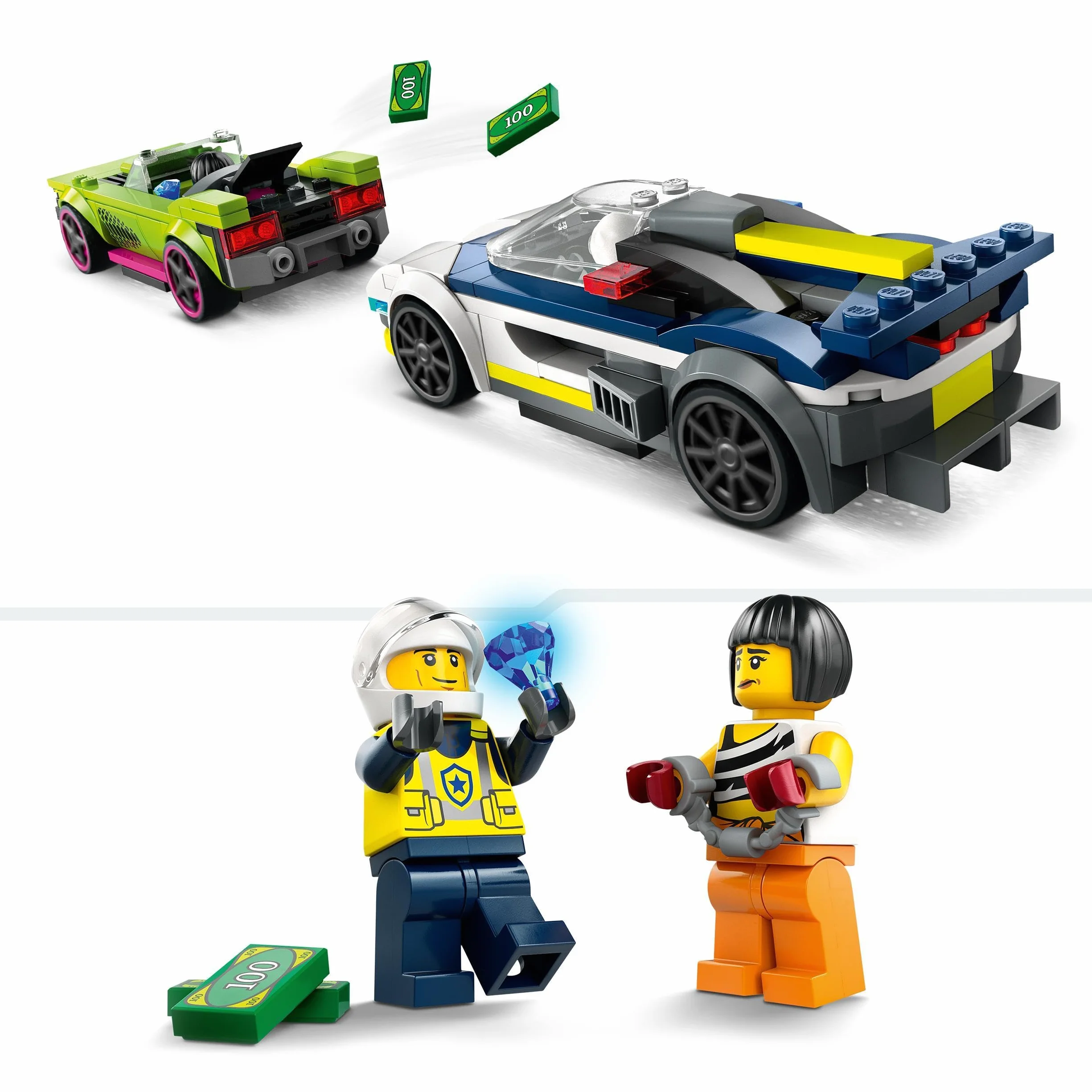 LEGO City Pościg radiowozu za muscle carem 60415 Zabawka do Zbudowania dla 6-latka z Minifigurkami