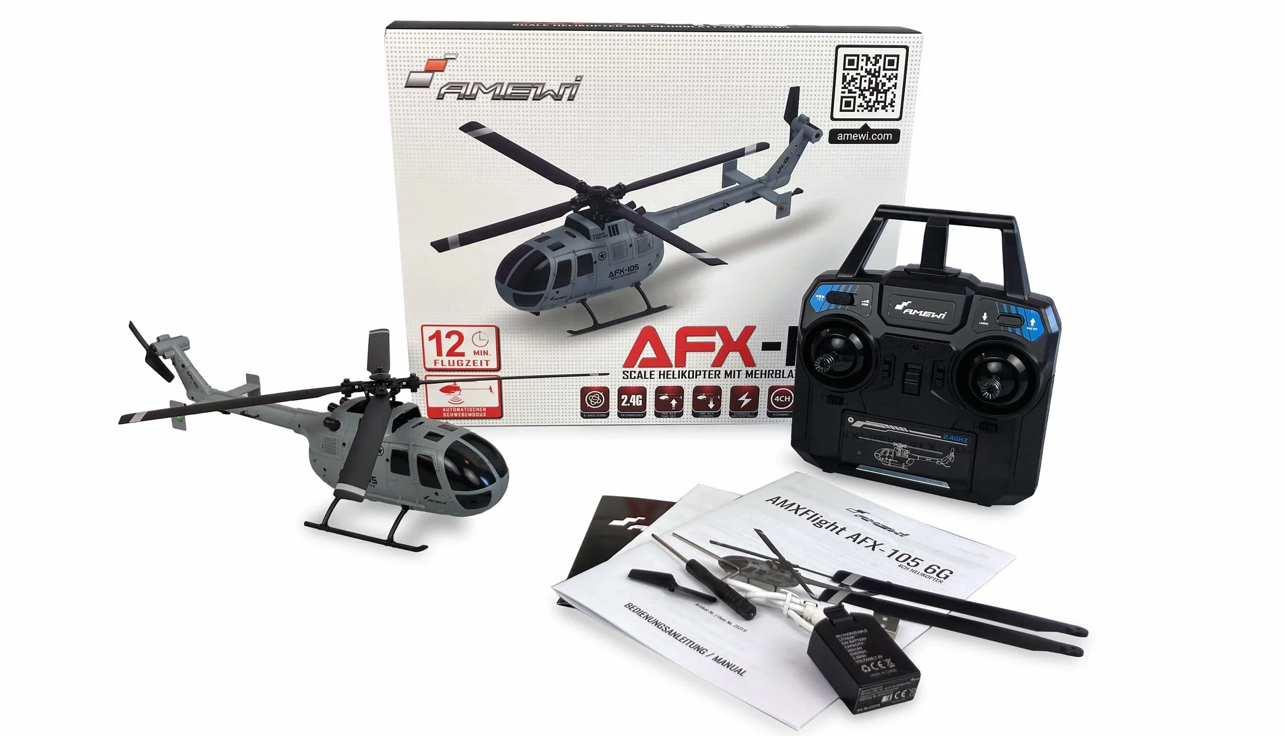 Amewi 4-kanałowy helikopter 6G, RTF 2,4 GHz, szary