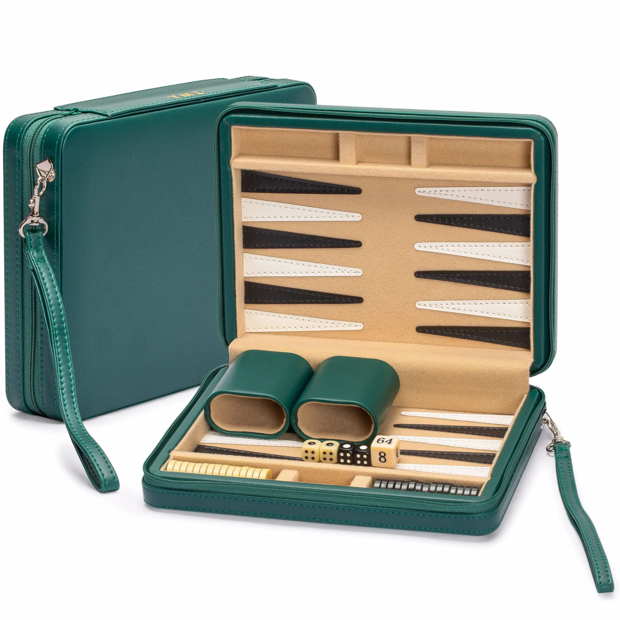 Yellow Mountain Imports Podróżny zestaw mini gry w backgammona, "Izmir" - Magnetyczne pionki i plansza o długości 23,5 cm w eleganckim etui ze skóropodobnym materiałem