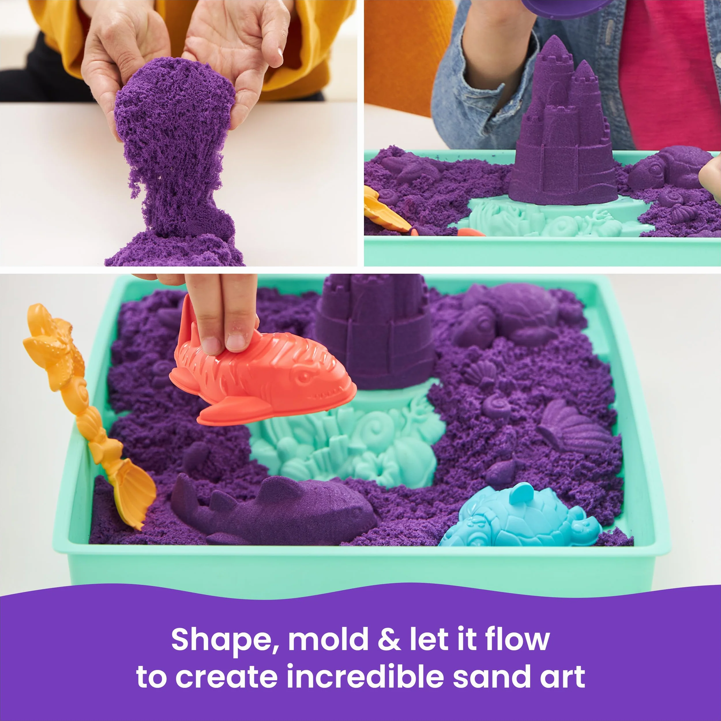 Kinetic Sand - Zestaw piaskownica. Fioletowy piasek do zabawy