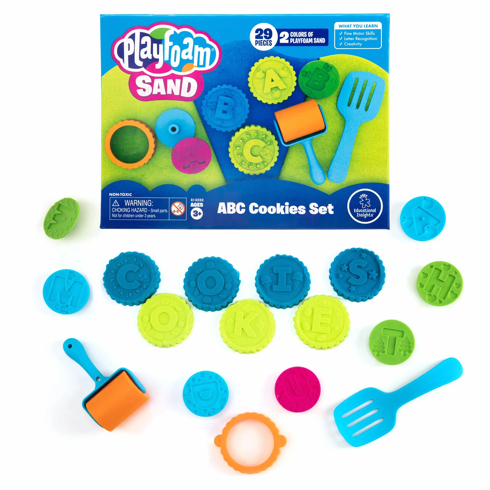 Learning Resources Educational Insights Playfoam Piasek ABC Ciasteczka 29-Kawalek Zestaw, Wielobarwny