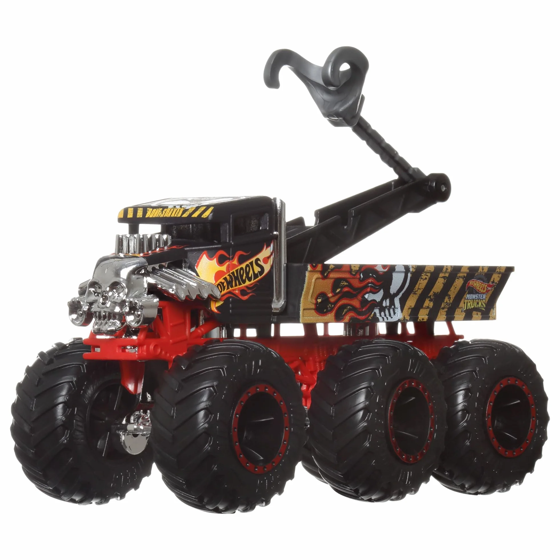 Hot Wheels Monster Trucks 6-kołowa ciężarówka w skali 1:64 do transportowania lub holowania innych pojazdów (zawartość zestawów może się różnić), HWN86