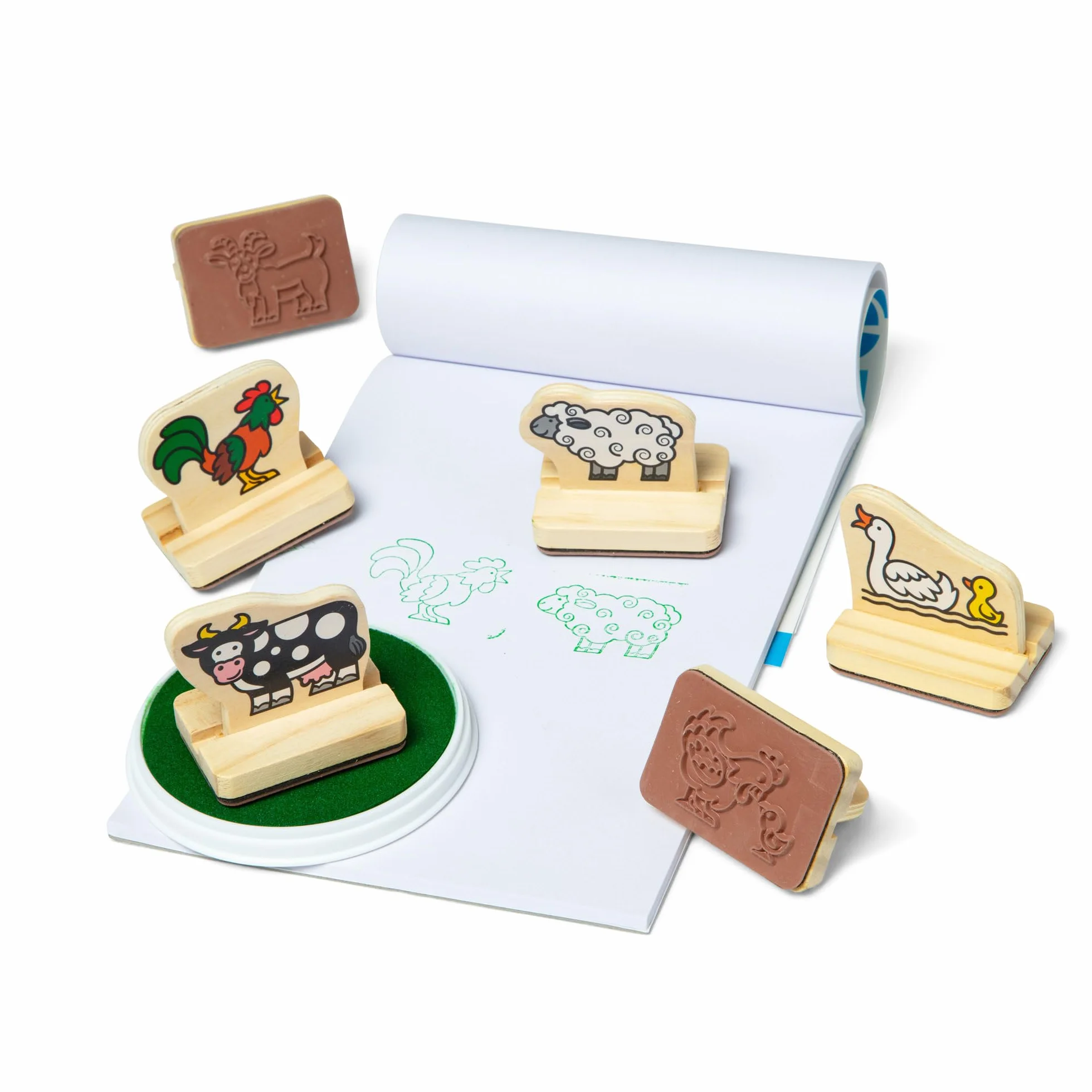 Melissa & Doug My First Wooden Stamp Set Farm Animals Drewnianych Pieczątek 8 sztuk Wielokolorowy