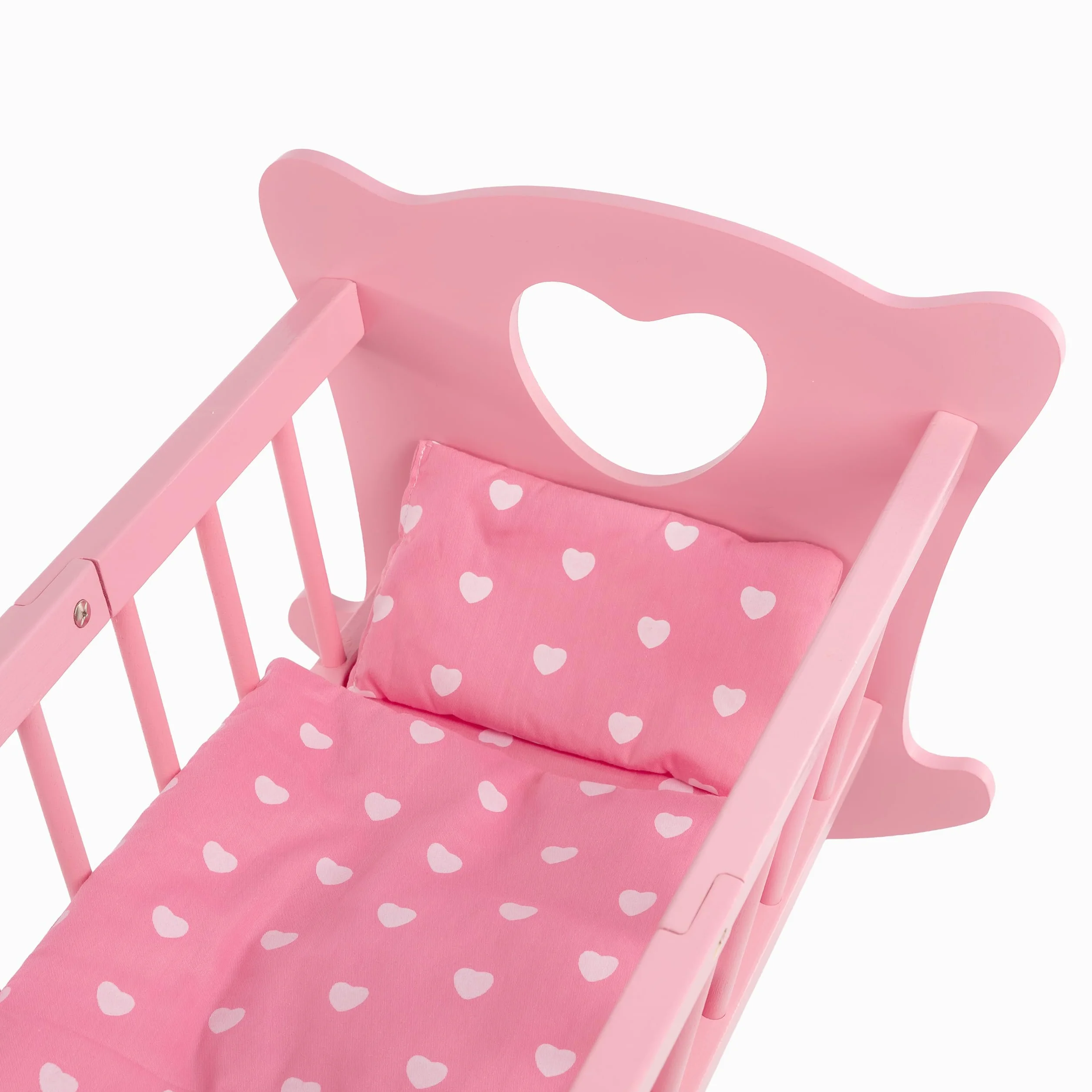 Kinderplay Łóżeczko dla Lalki, Kołyska dla lalki – Zestaw Kołyska plus Kołderka, Poduszeczka oraz Prześcieradło, dla laki o max. długości 49.5 cm., model GS2106 (GS2106)