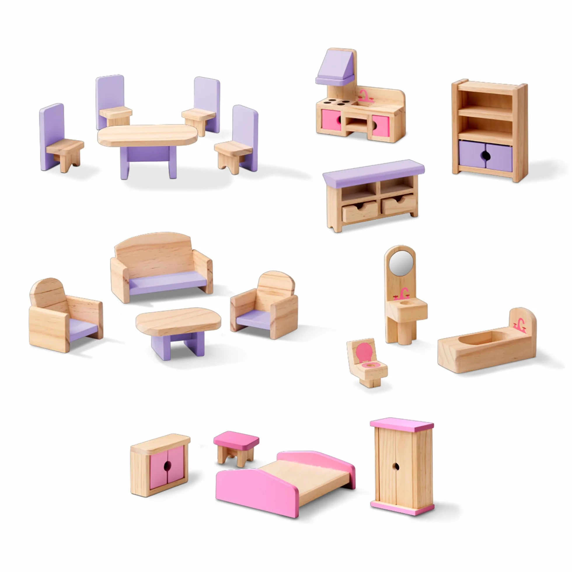 Melissa & Doug – wielopiętrowy drewniany domek dla lalek z 19 mebelkami