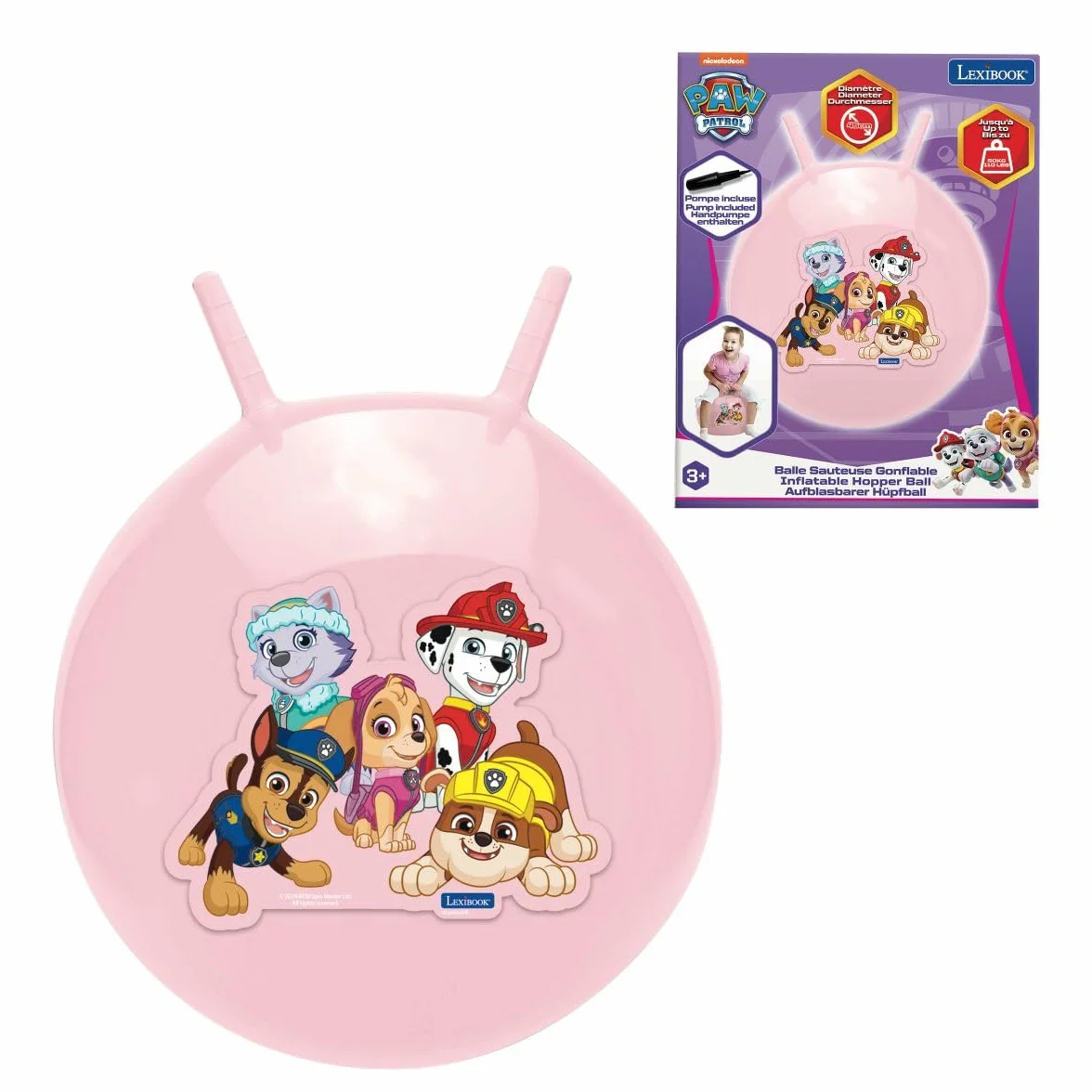 Lexibook BG040PAG Paw Patrol, Nadmuchiwana Piłka Lejowa, Ręczna Pompa w Zestawie, Bezpieczne i Trwałe Tworzywa Sztuczne, Różowa