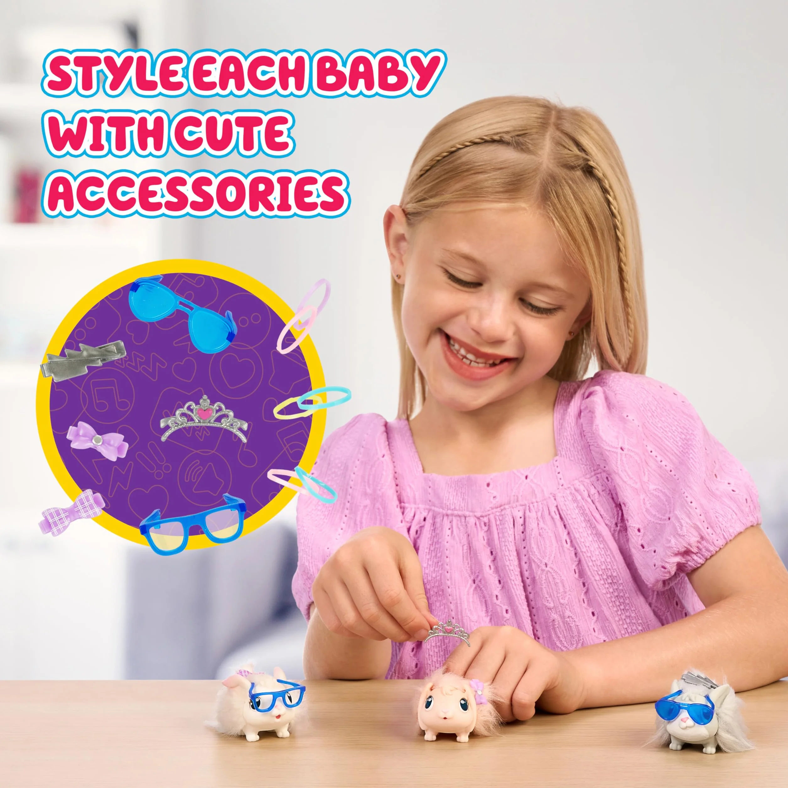 Little Live Pets Mama niespodzianka - Królik Zajmij się mamą Ona spodziewa się 3 dzieci! Interaktywny królik i zestaw do zabawy z króliczkiem Ponad 20 dźwięków i reakcji Akcesoria dla niemowląt od 4