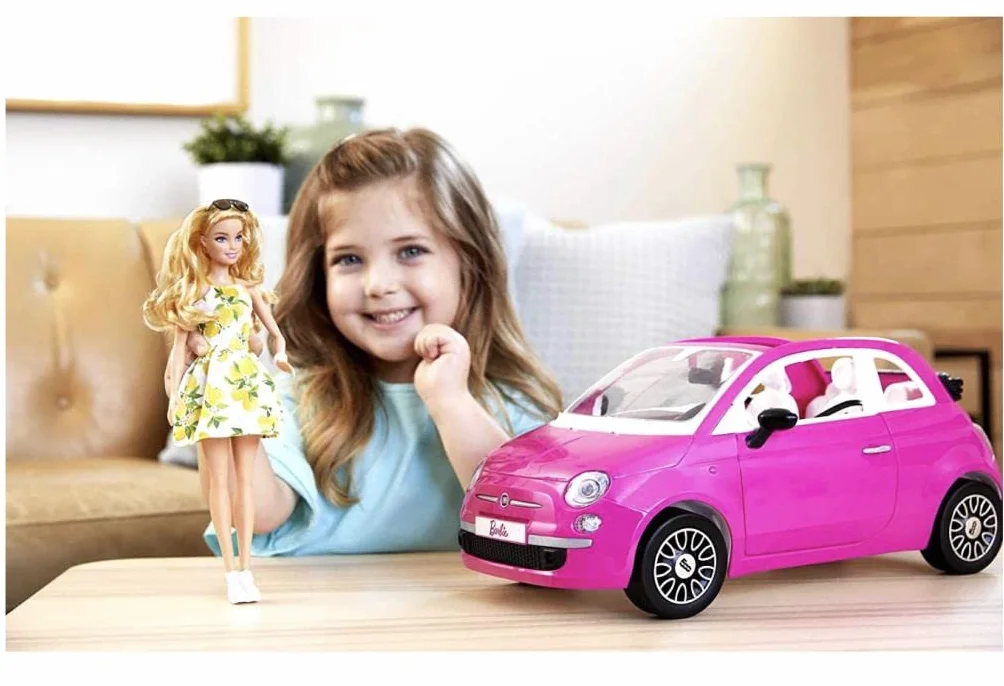 Barbie Fiat 500 Zestaw z Lalką, Wielokolorowy, Od 3 Lat