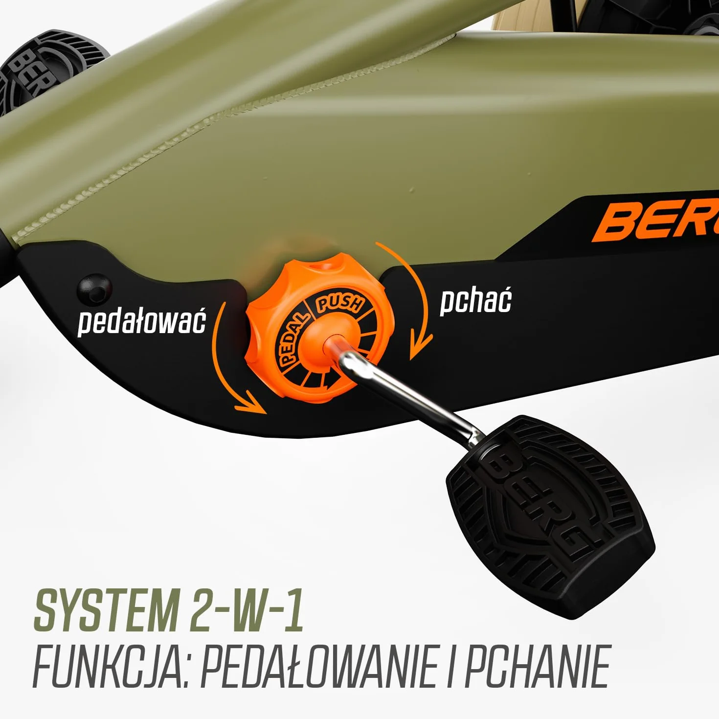 BERG Pedał Gokart Buzzy Retro 2 w 1 z drążkiem przesuwnym, pojazd dziecięcy, bezpieczeństwo i stabilność, zabawka dla dzieci w wieku 2-5 lat