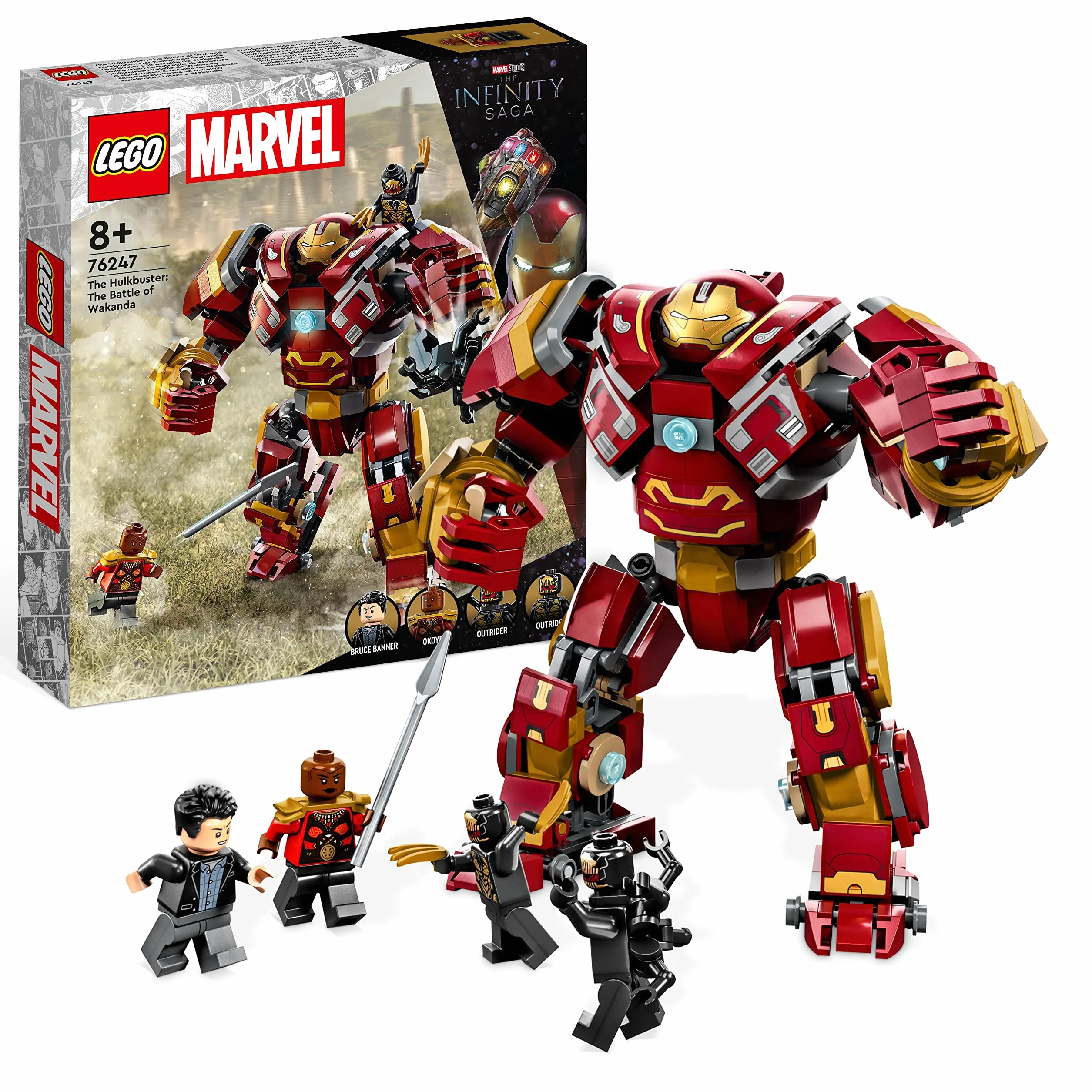 LEGO 76247 Marvel Hulkbuster: bitwa o Wakandę, Figurka Akcji, Zabawka do Budowania z Klocków Konstrukcyjnych z Minifigurką Hulka Bruce'a Bannera, Zestaw Kreatywny Avengers dla Dzieci